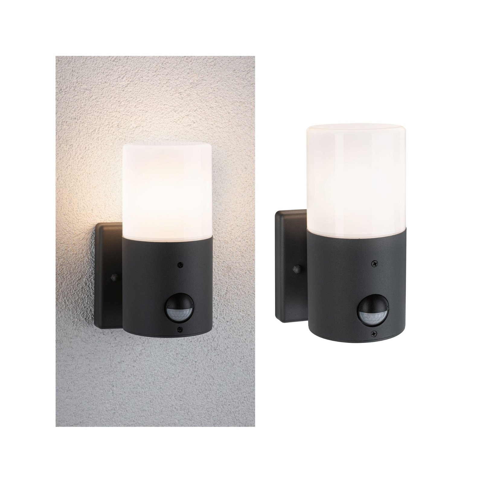 Paulmann Außen-Wandleuchte »Tubs IP44 rund 105x130mm max. 15W 230V Grau matt Metall, Kunststoff«, 1 flammig, Leuchtmittel E27 | ohne Leuchtmittel, Bewegungsmelder