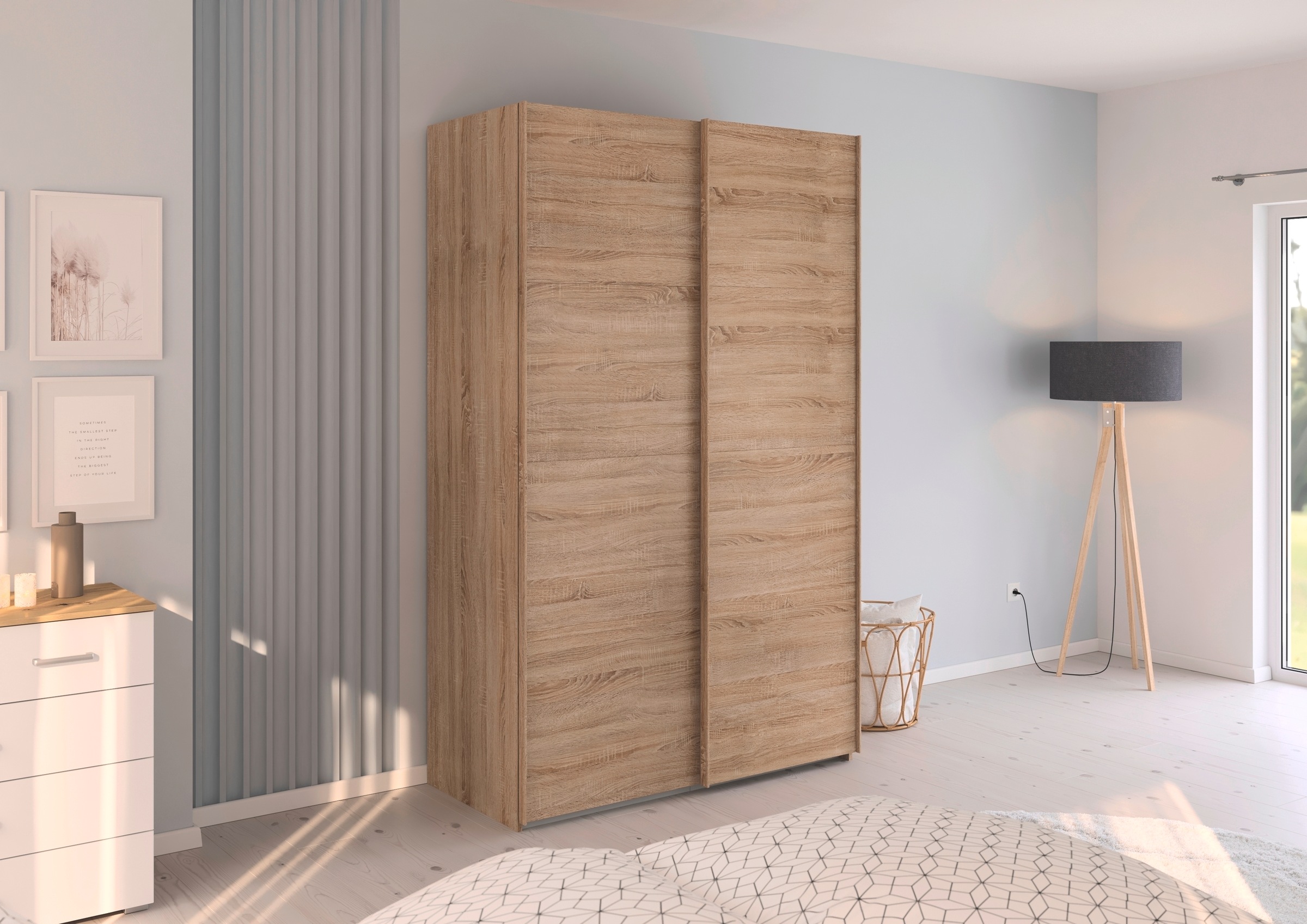 rauch Schwebetürenschrank »Kleiderschrank Schrank Garderobe Schlafzimmerschrank EVELYN«, in elegantem Stil, in 5 Breiten, Griffe in Korpusfarbe MADE IN GERMANY