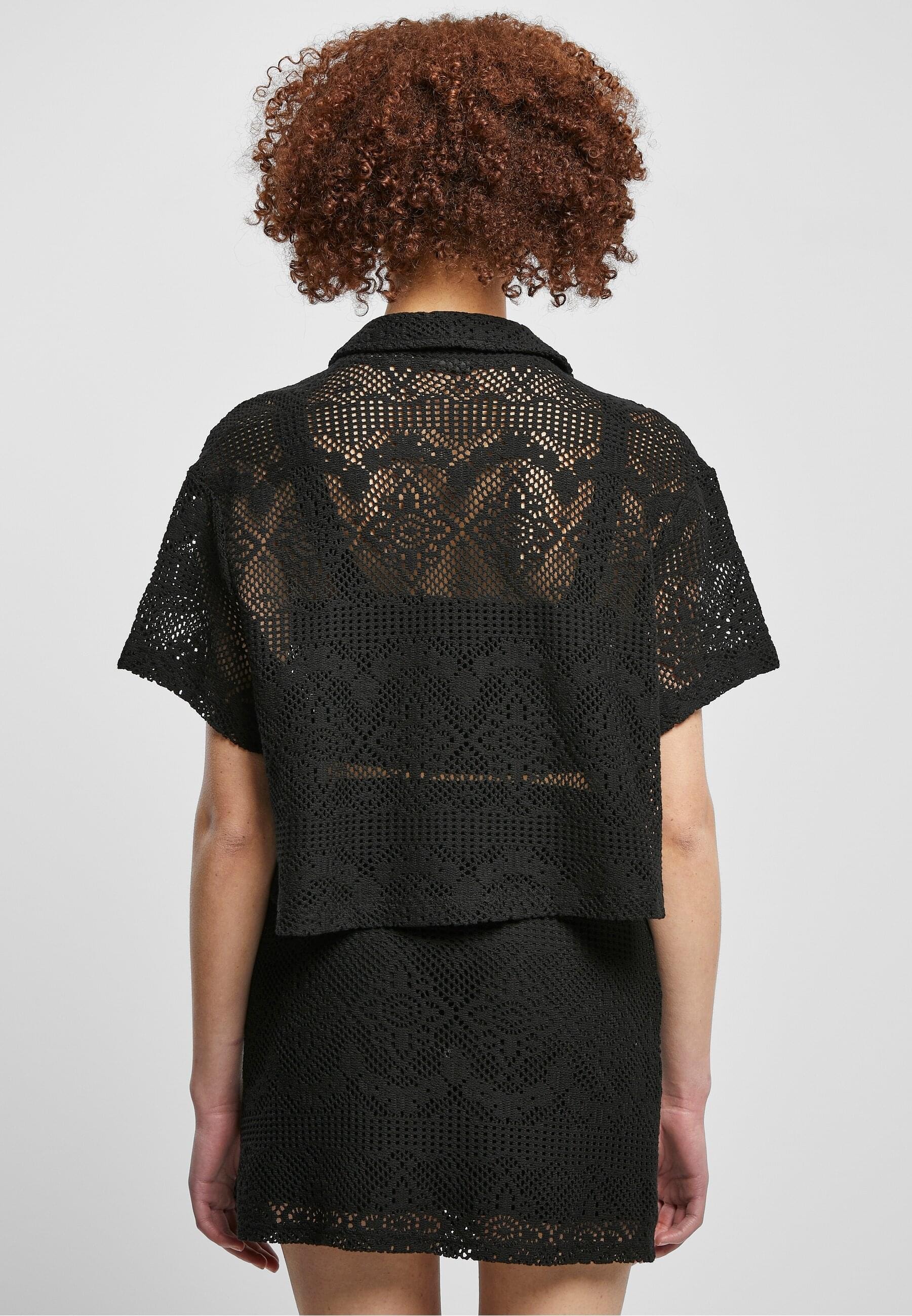 URBAN CLASSICS Klassische Bluse »Urban Classics Damen Ladies Crochet Lace Resort Shirt«