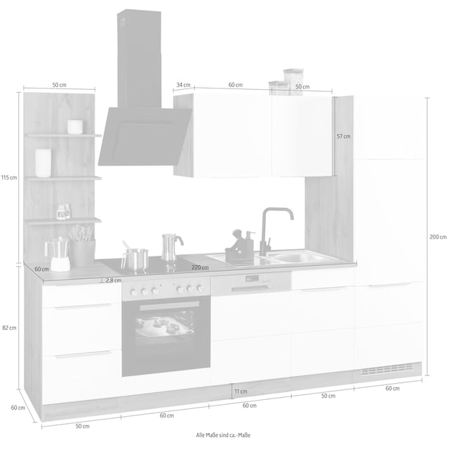 HELD MÖBEL Küchenzeile »Brindisi«, ohne Geräte, Breite 280 cm auf Rechnung  bestellen