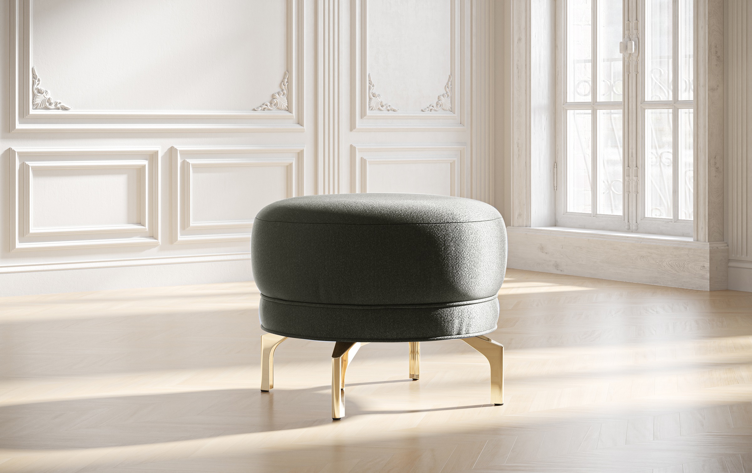 sit&more Polsterhocker »Orient 3«, goldfarbene Metallfüße