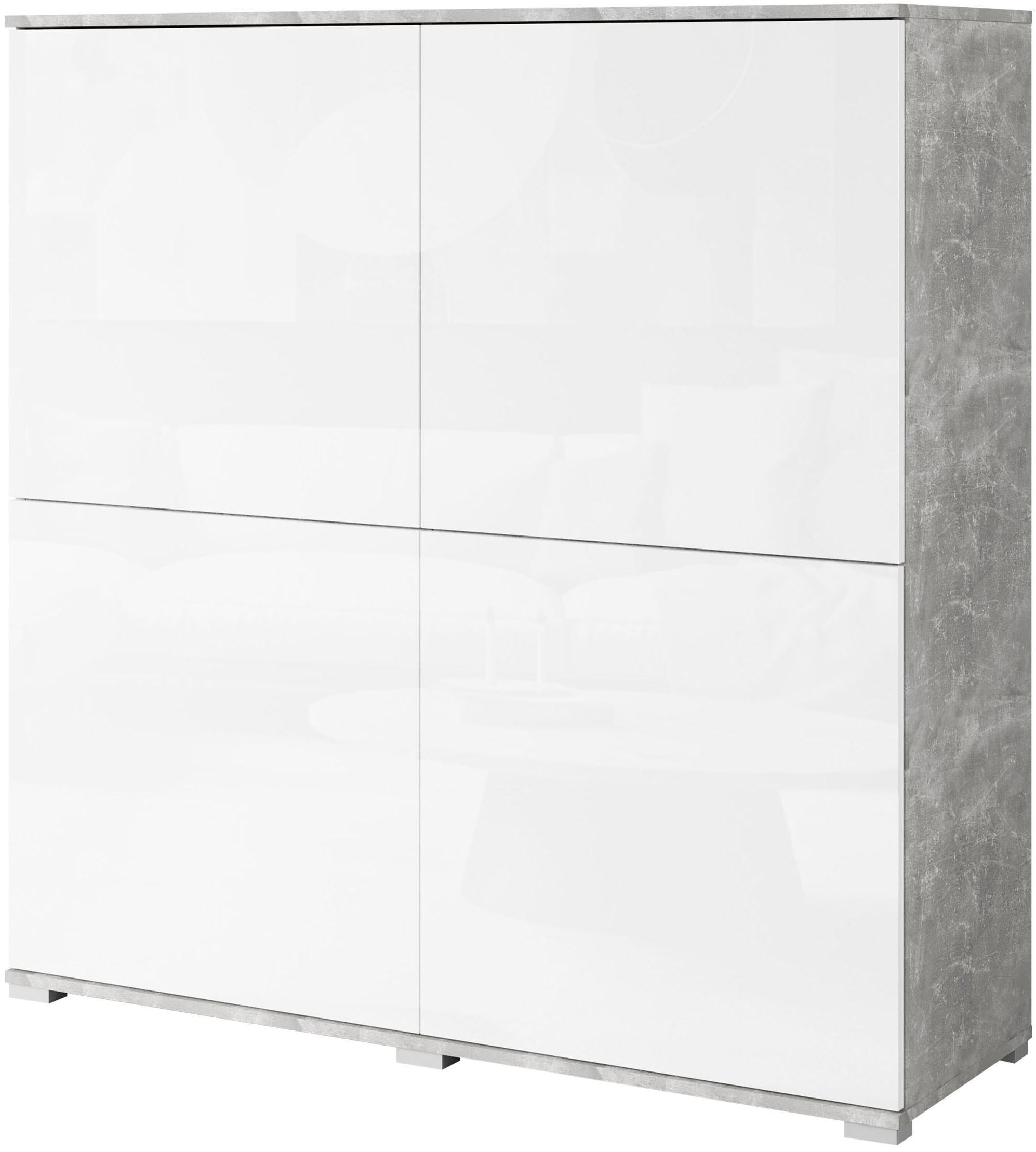 INOSIGN Highboard »Kenia, moderne grifflose Hochkommode mit 4 Türen, Breite 120 cm«, (1 St.), Push-to-Open-Fronten, höhenverstellbaren Einlegeböden