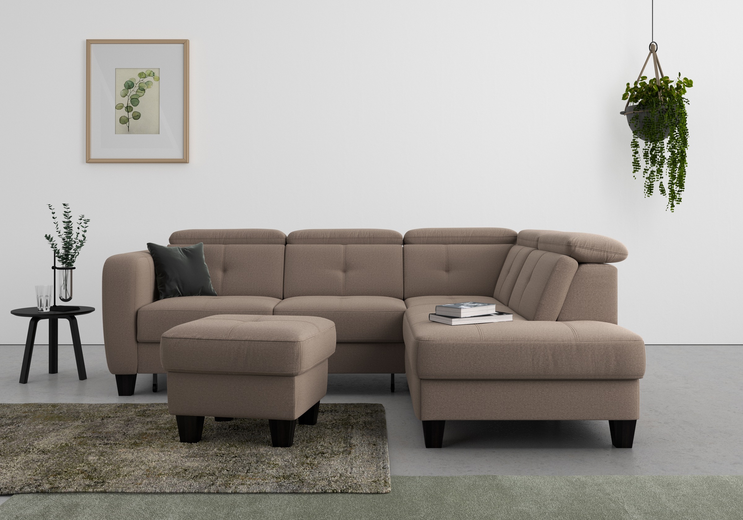 sit&more Ecksofa »Belluci L-Form«, inklusive Federkern, wahlweise mit Bettfunktion und Bettkasten
