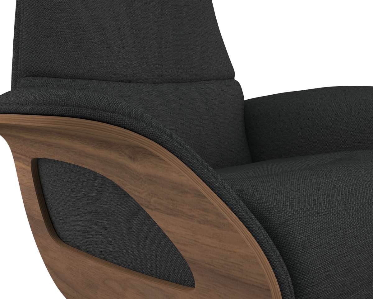 FLEXLUX Relaxsessel »Clement elektrischer Funktionsessel«, Größe M, Rücken & Fußteil elektrisch, Akku, Arml. Walnuss, Fuß Alu