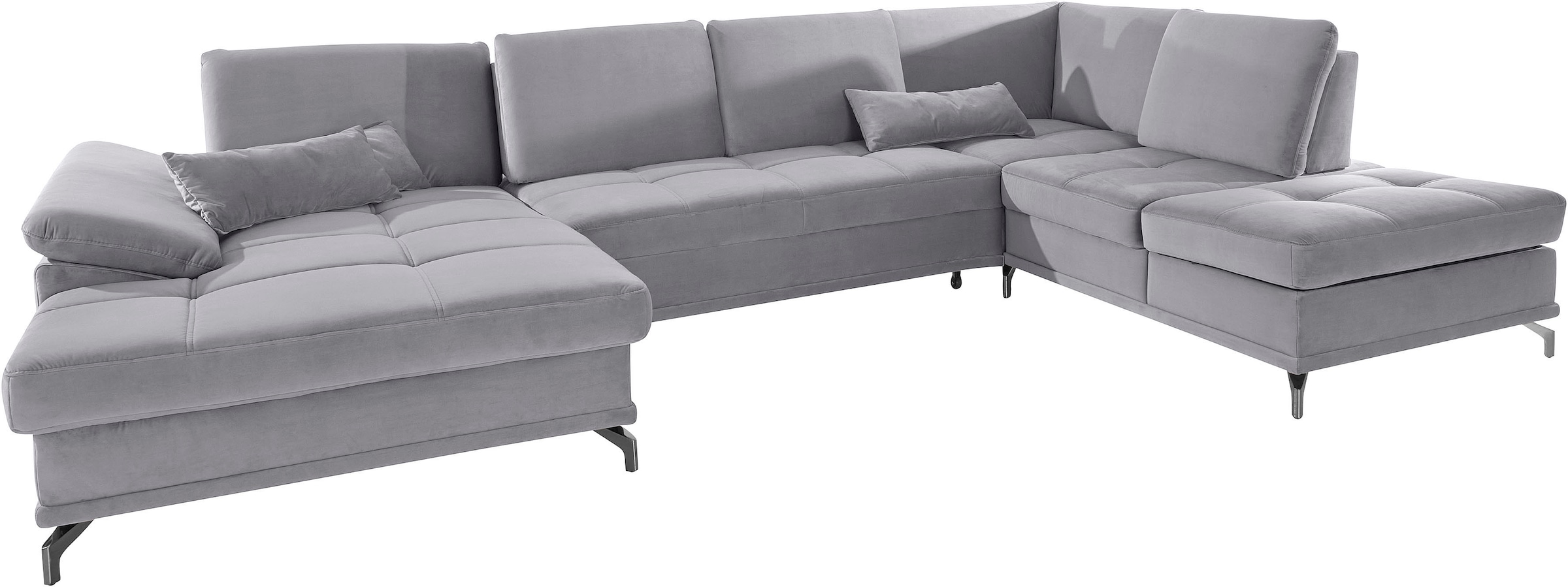 Places of Style Wohnlandschaft »Costello U-Form, mit Sitztiefenverstellung, Armteilverstellung und«, 3 Nierenkissen, optional Bettfunktion und Bettkasten