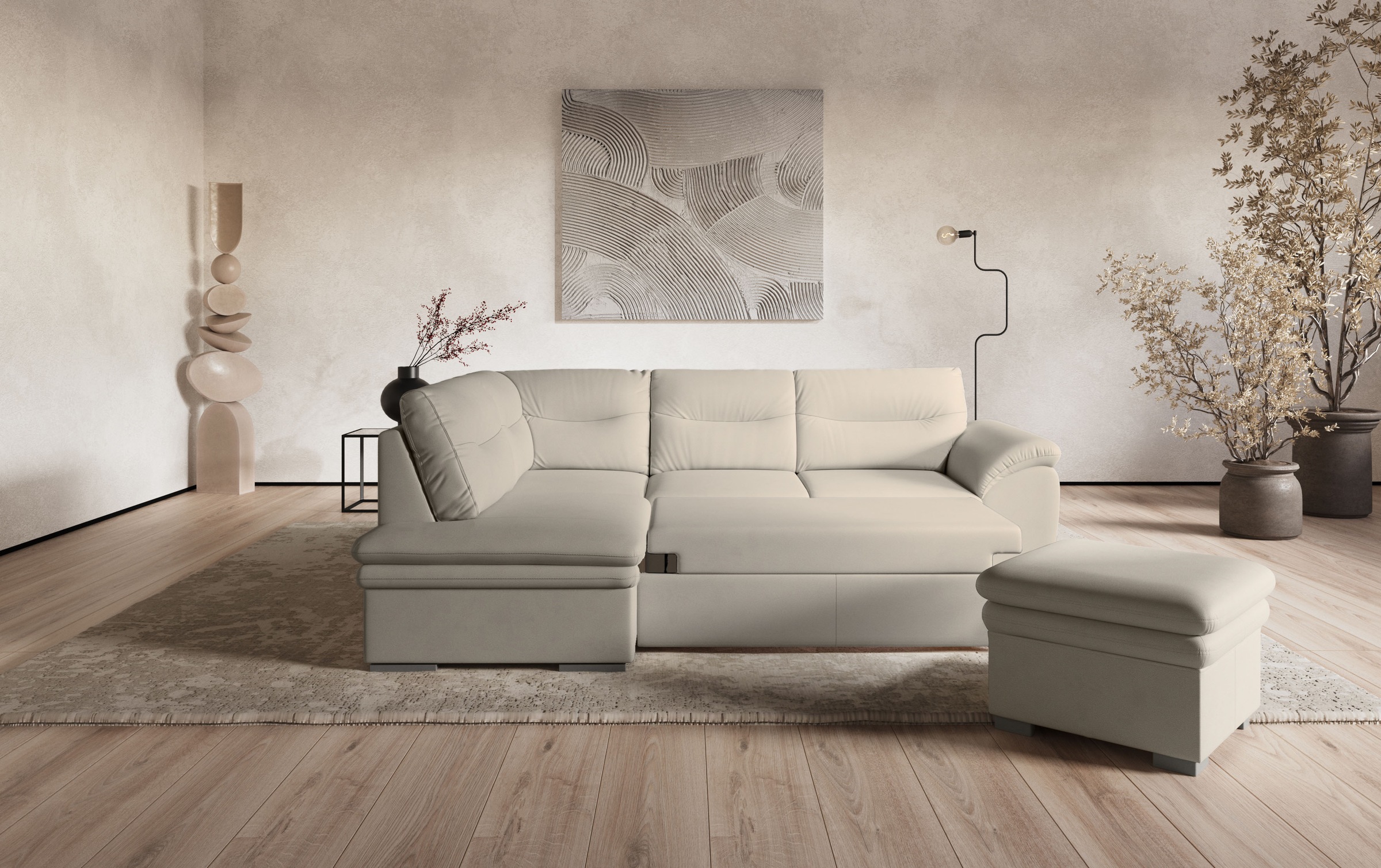 COTTA Ecksofa »Leandra L-Form«, wahlweise mit Bettfunktion & Bettkasten günstig online kaufen