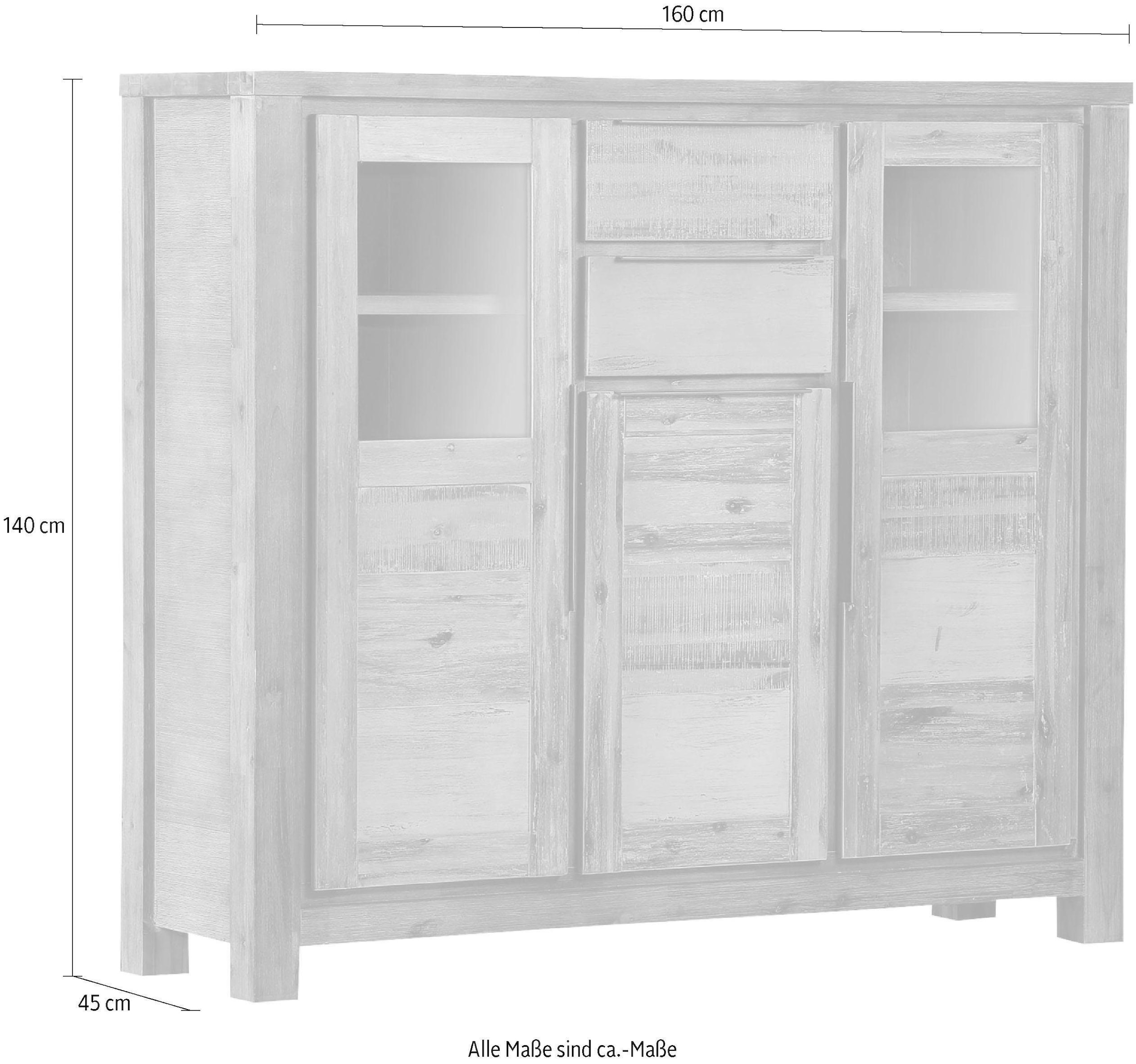 Gutmann Factory Highboard »Tulsa«, Vitrine, Höhe 140 cm
