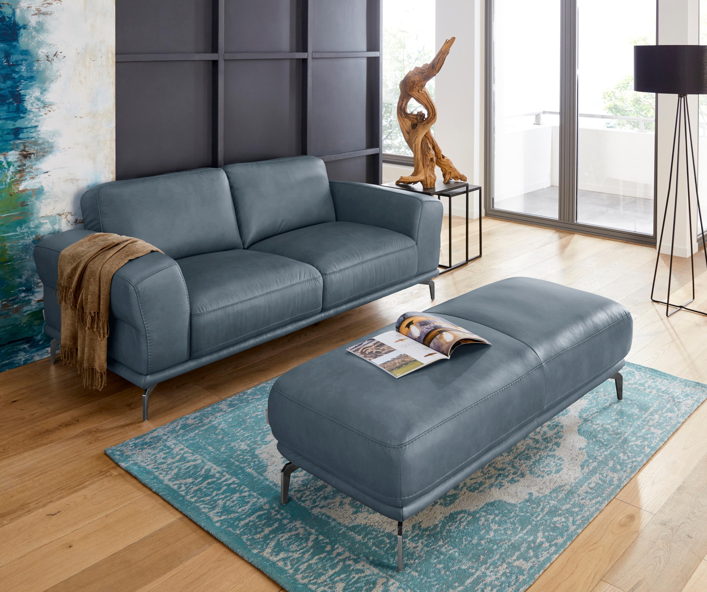 W.SCHILLIG Hocker »montanaa«, mit Metallfüßen in Schwarz pulverbeschichtet, Breite 141 cm