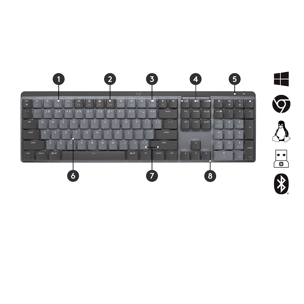 Logitech Gaming-Tastatur »MX Wireless Illuminated Performance - FRA -CENTRAL - TACTILE«, Arbeiten. Spielen. Kommunizieren.