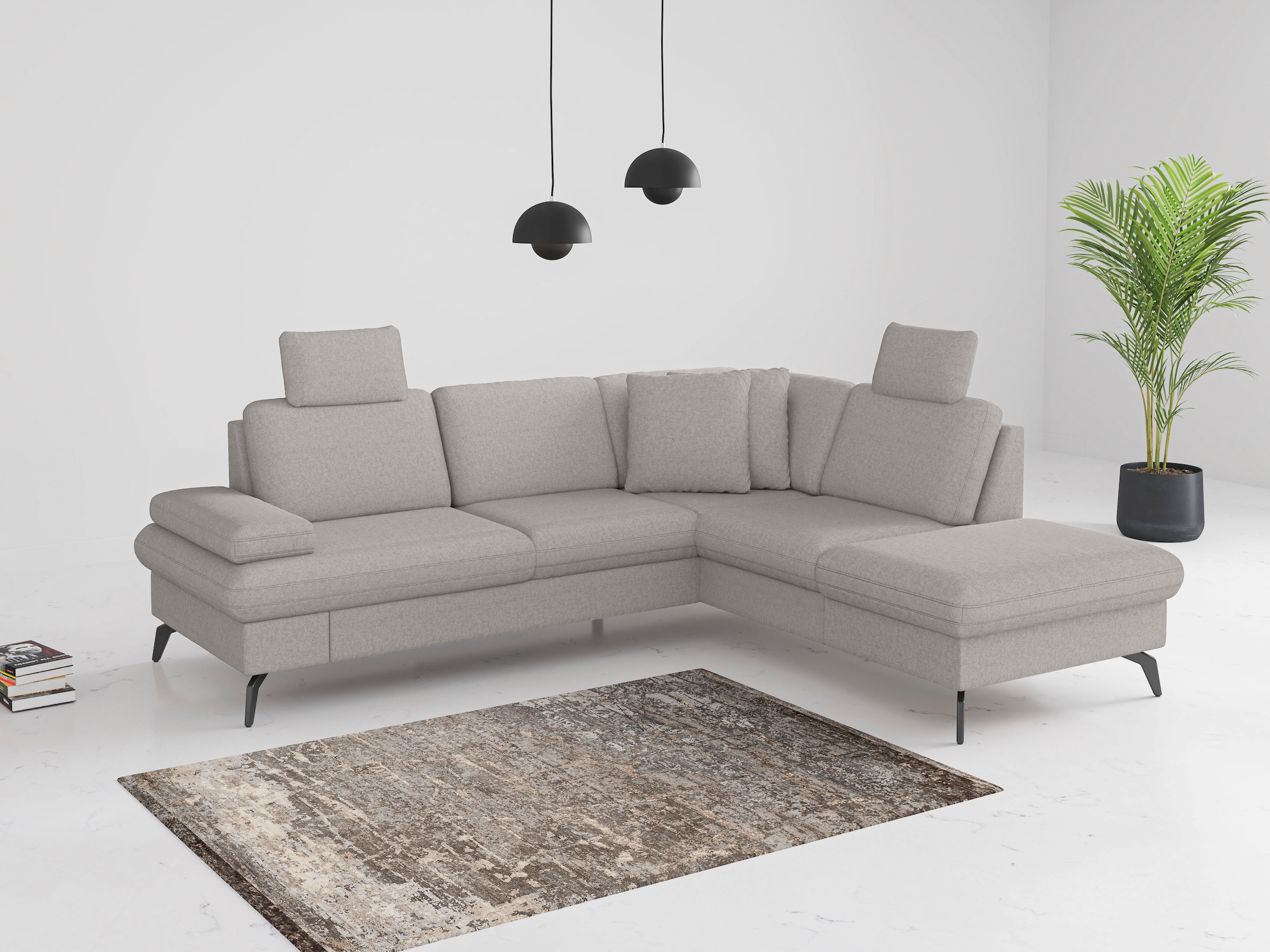 sit&more Ecksofa »Morris Jubi L-Form«, inkl. Armteilfunktion und 1 Zierkissen, wahlweise mit Bettfunktion