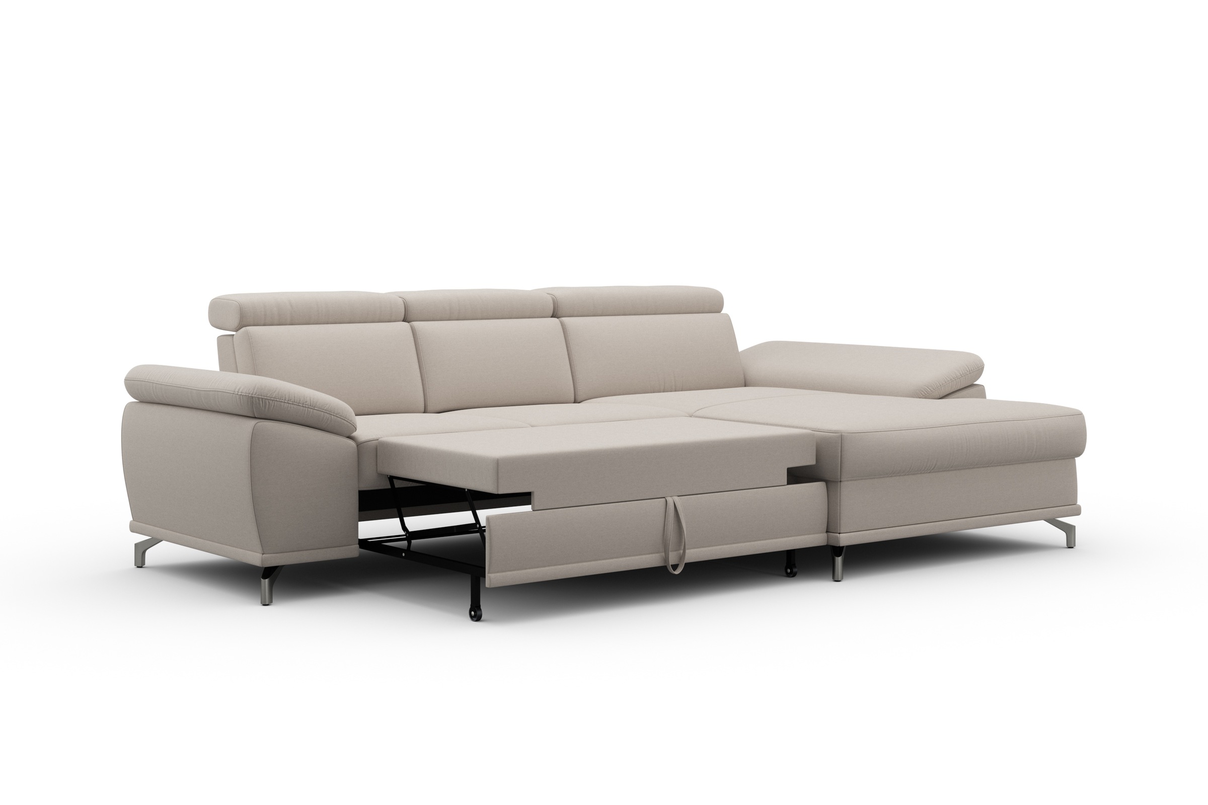sit&more Ecksofa »Cabrio L-Form, mit Sitztiefenverstellung, Arm- und Kopfteilverstellung«, 2 Nierenkissen, Federkern, optional Bettfunktion und Stauraum