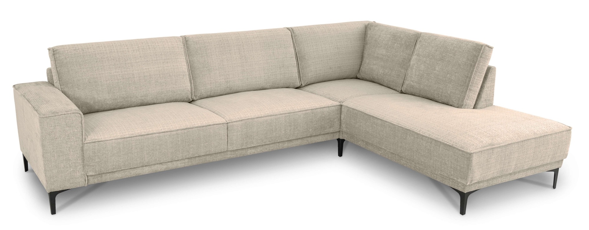 Places of Style Ecksofa »Polsterecke Oland, Struktur, Flachgewebe, Luxus-Microfaser, Boucle«, L-Form, 289 cm, Wellenunterfederung, Skandi-Design, Metallfüße