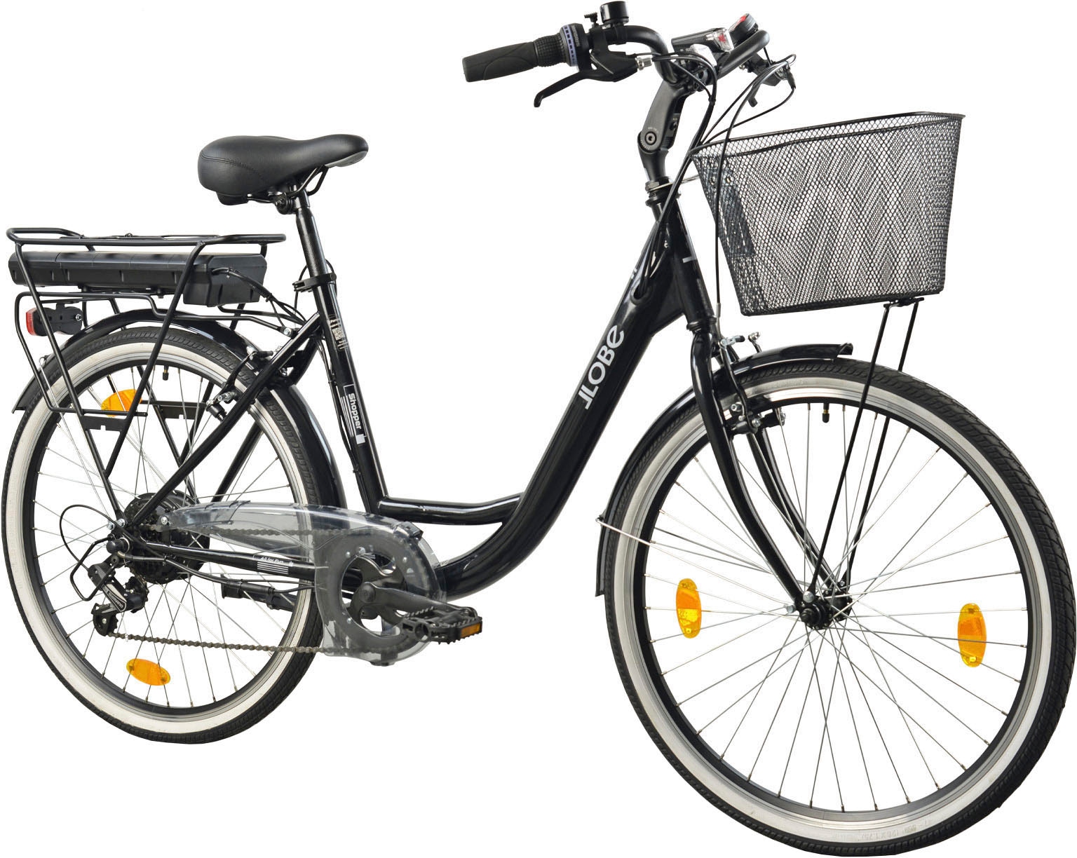 LLobe E-Bike »City E-Bike 26" Shopper schwarz«, Shimano, Tourney, Heckmotor 250 W