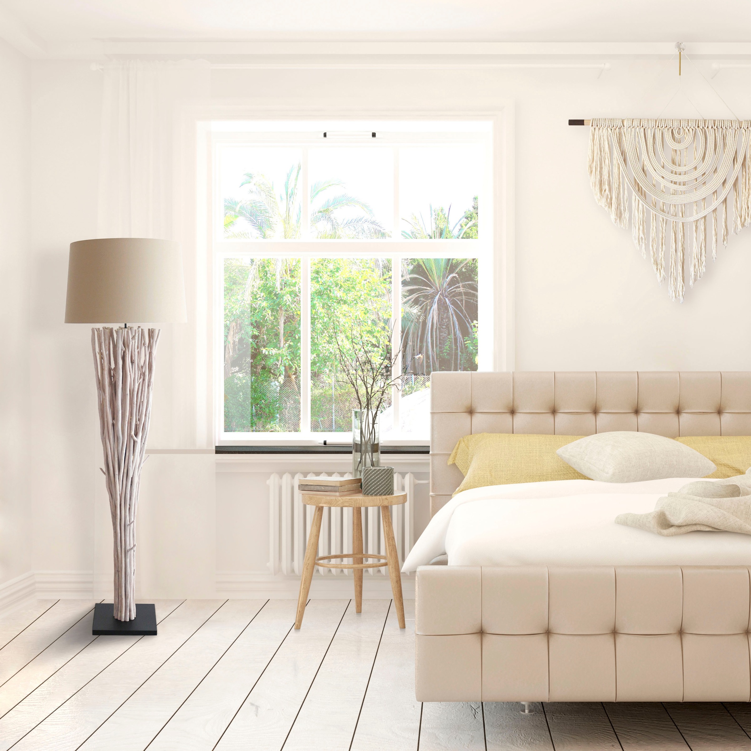 SalesFever Stehlampe »Easton«, 1 flammig, Leuchtmittel E27 | ohne Leuchtmittel, handgefertigt, mit Leinenschirm