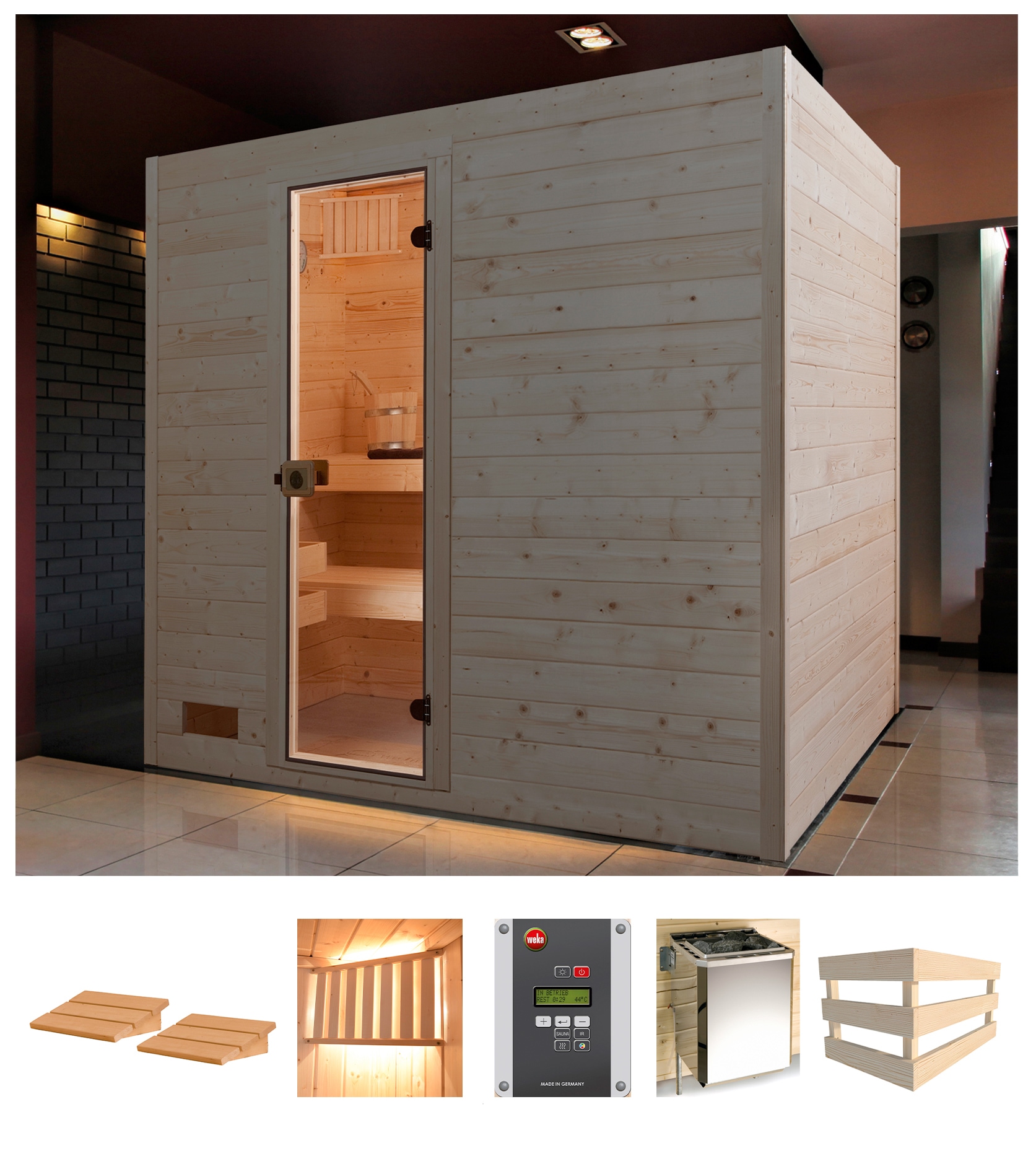 weka Sauna »Vaasa 3«, 7,5 kW Bio-Kombiofen mit ext. Steuerung günstig online kaufen