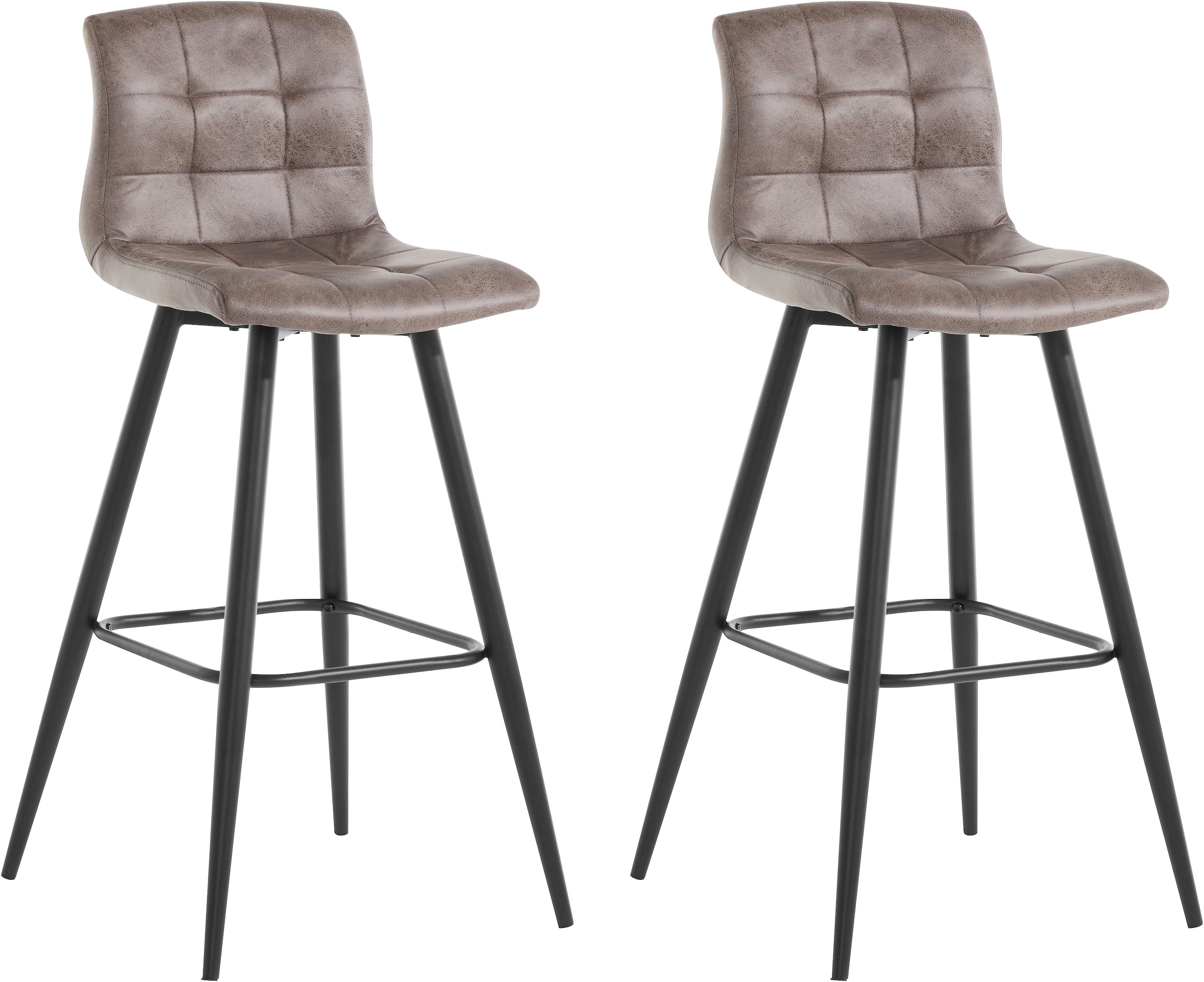 Homexperts Barhocker »Sarah«, (Set, 2er),Bezug in Microfaser Vintage oder Webstoff, mit Fußreling