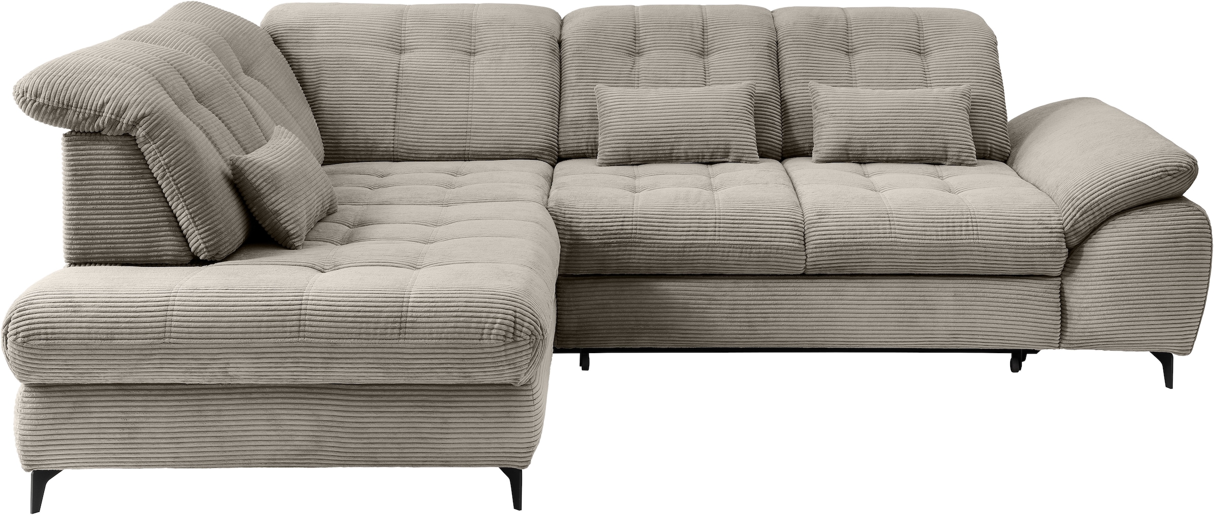 Home affaire Ecksofa »Lazio modern und bequem, schmale Armlehnen, tolle Detailverarbeitung« zwei verschiedene Fußfarben wählbar