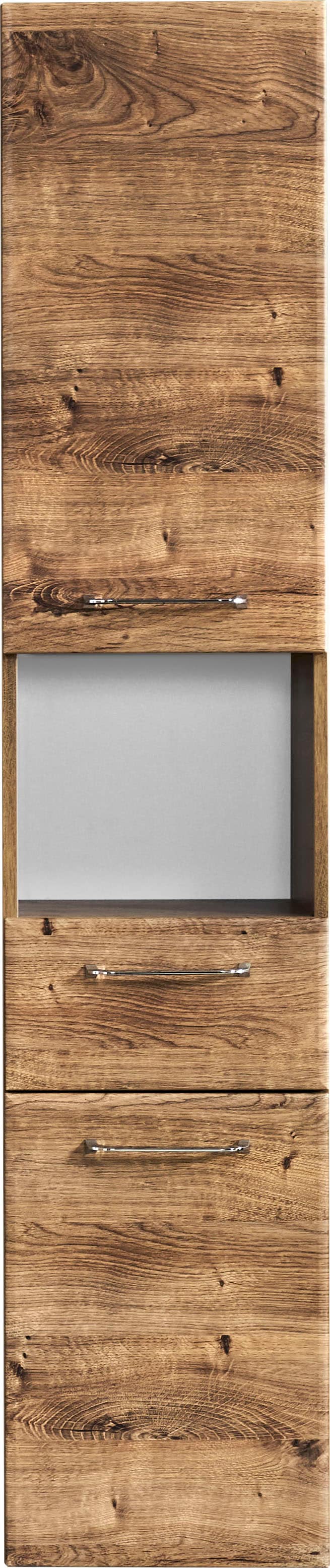 Saphir Hochschrank »Quickset Badschrank 35 cm breit, 2 Türen, 1 Nische, 1 Schublade«, Badezimmer-Hochschrank inkl. Türdämpfer, Griffe in Chrom glänzend