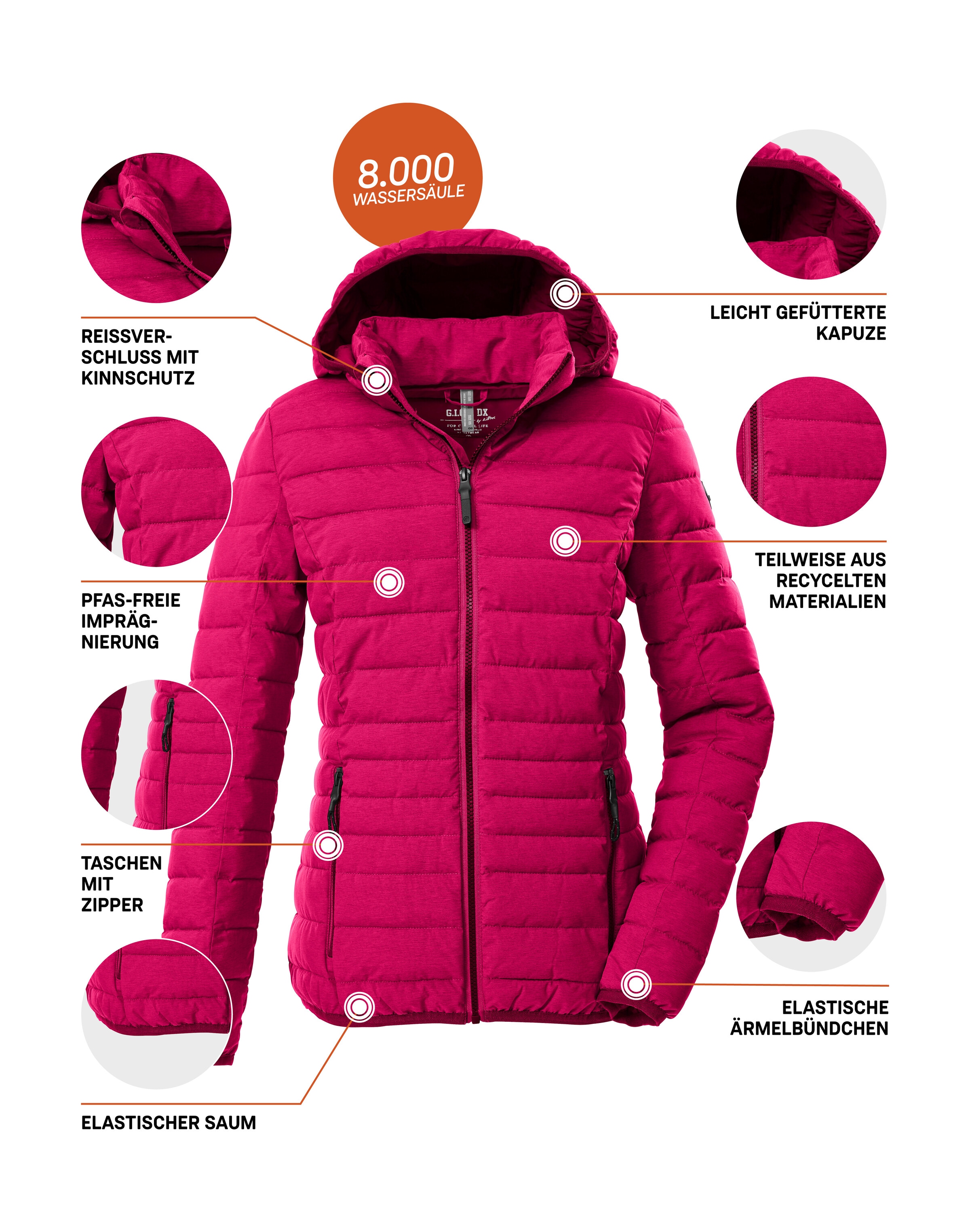 G.I.G.A. DX by killtec Steppjacke »GW 49 WMN QLTD JCKT« Wind- und wasserabweisende Damen Steppjacke mit 8.000 mm Wassersäule