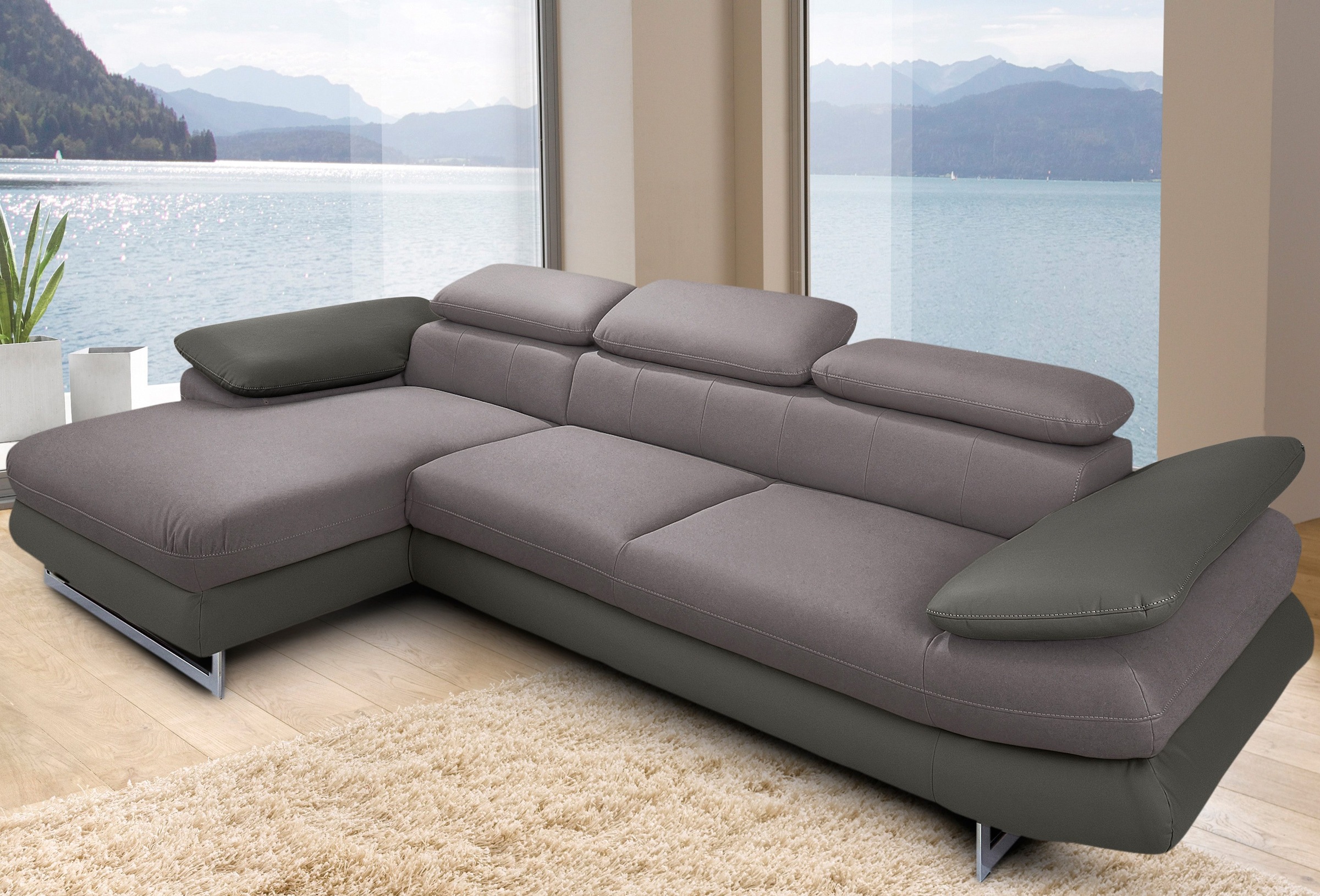 INOSIGN Ecksofa »Solution L-Form«, mit Arm- & Kopfteilverstellung, wahlweis günstig online kaufen