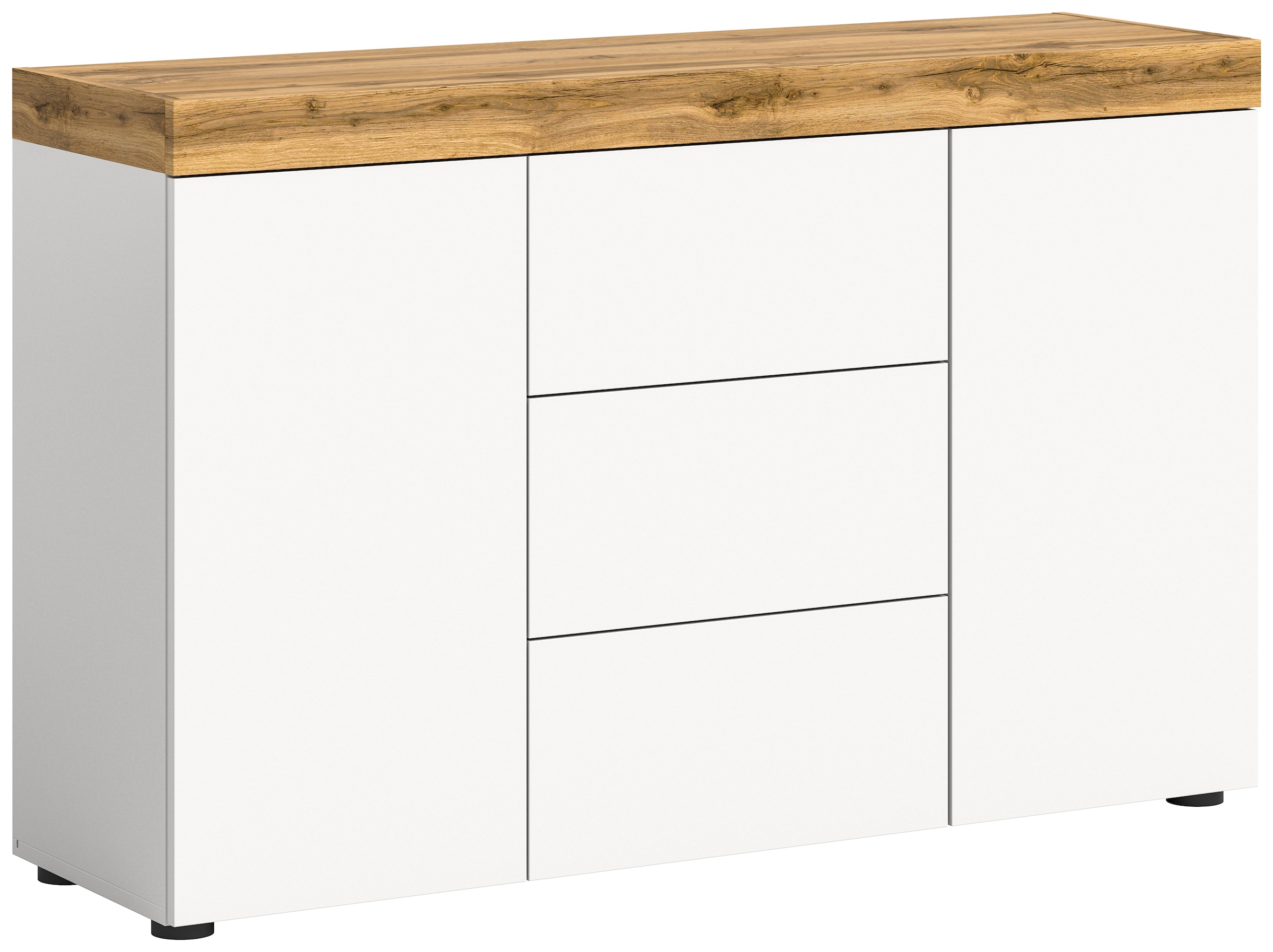 INOSIGN Sideboard »MAMBO, TOPSELLER!, Breite 125 cm, 2 Türen, 3 Schubkästen«, 2-farbig, Türen mit push to open, grifflose Fronten, Anrichte, Schrank