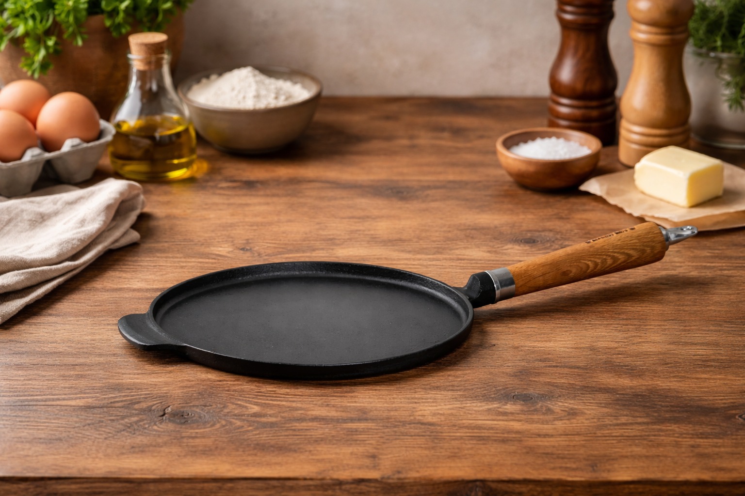 Ronneby Bruk Crêpepfanne »Maestro Crépe-Pfanne, Ø 24 cm, mit Holzgriff« Gusseisen 1 tlg.