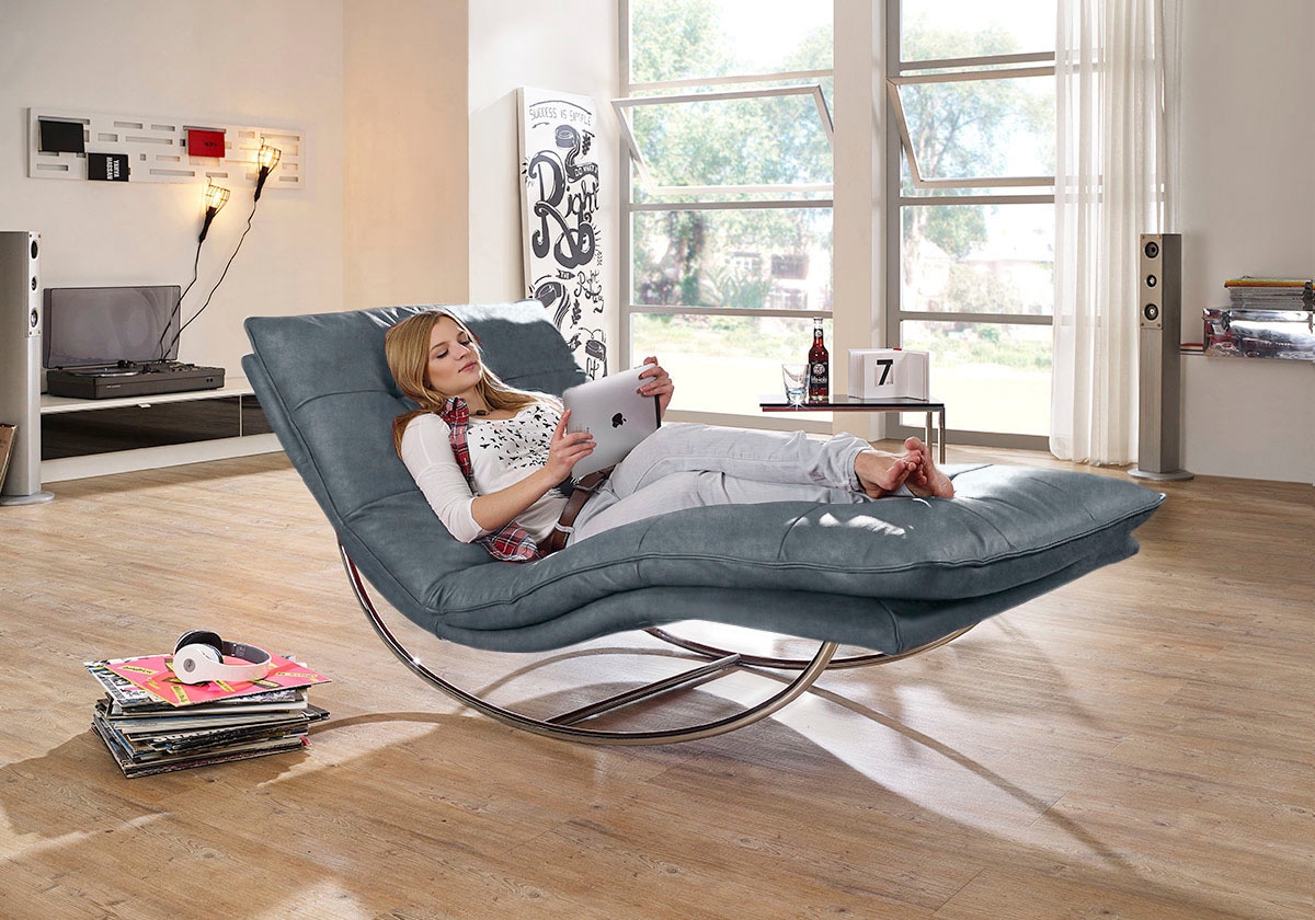 W.SCHILLIG Relaxliege »daily dreams«, in Waffelkissen-Optik, Schaukelgestell Chrom glänzend, in 2 Breiten