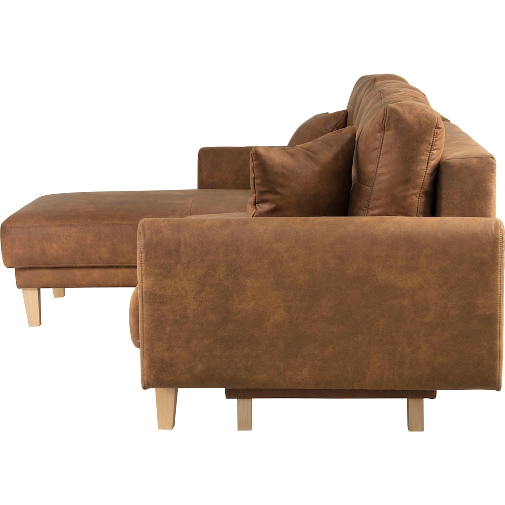 Home affaire Ecksofa »Triplo, Zierkissen, Schlaffunktion, B/T/H: 234/164/89 cm, L-Form«