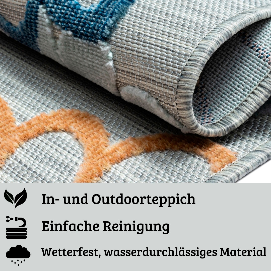 my home Teppich »Tamsin Lagerräumung«, rechteckig, 8 mm Höhe, Hoch-Tief Effekt, In- und Outdoor geeignet, Terrasse & Balkon