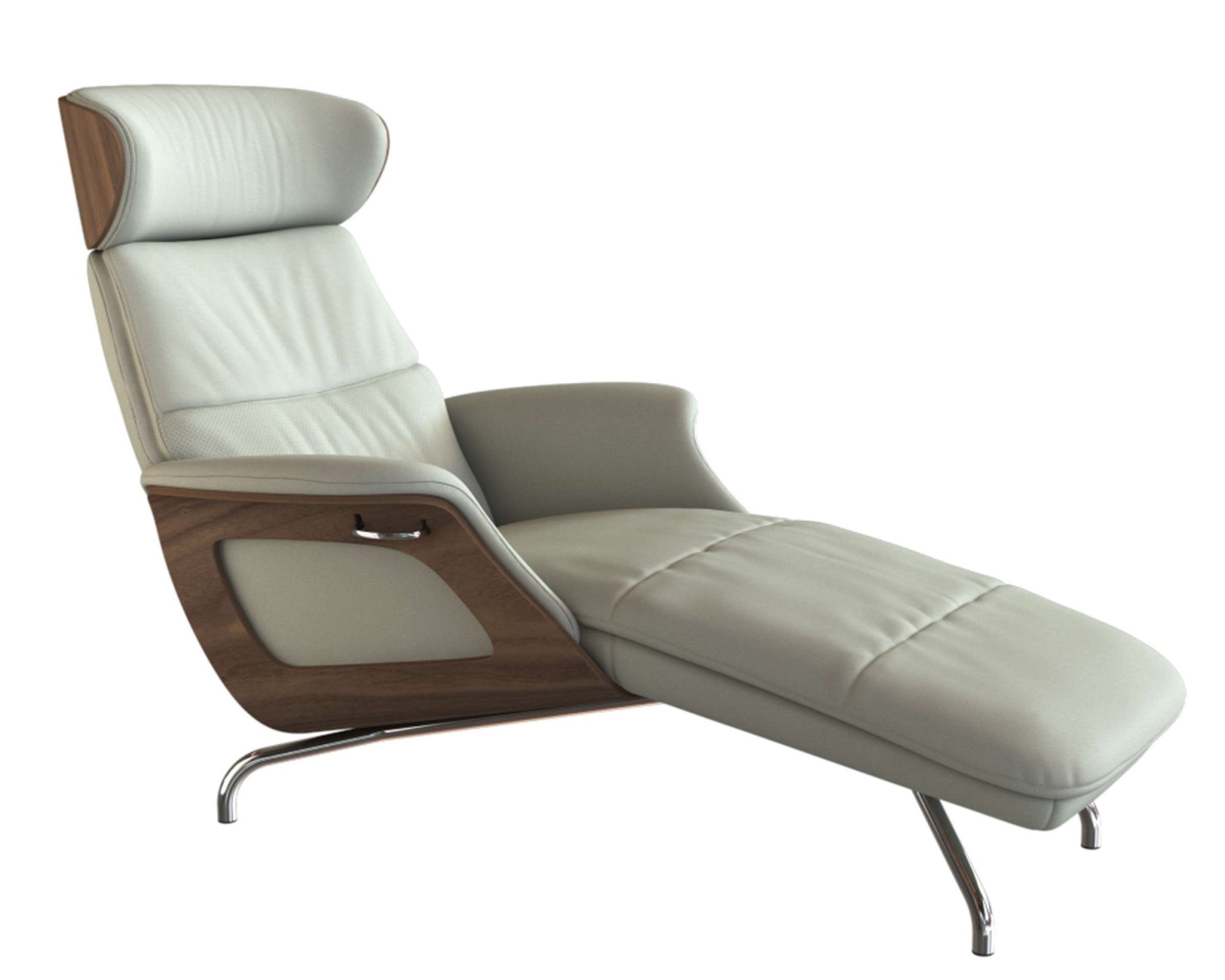 FLEXLUX Loungesessel »Clement Chaislongue, Relaxstuhl, Liegesessel,«, Rücken- & Kopfteilverstellung, Armlehne, Walnuss, Fuß Alu