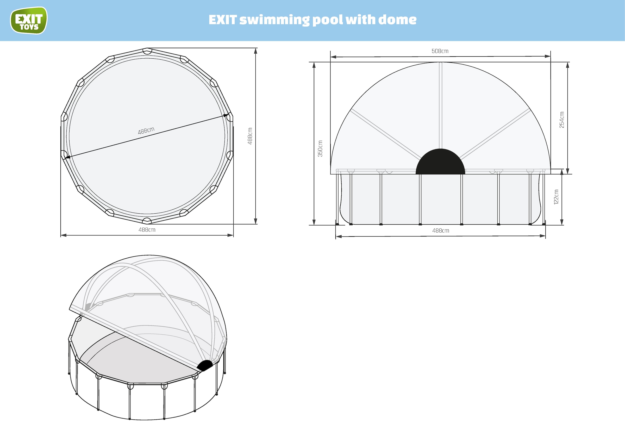EXIT Framepool »»Black Leather Pool««, (Set), mit Sandfilterpumpe und Abdeckung und Zubehörset - schwarz