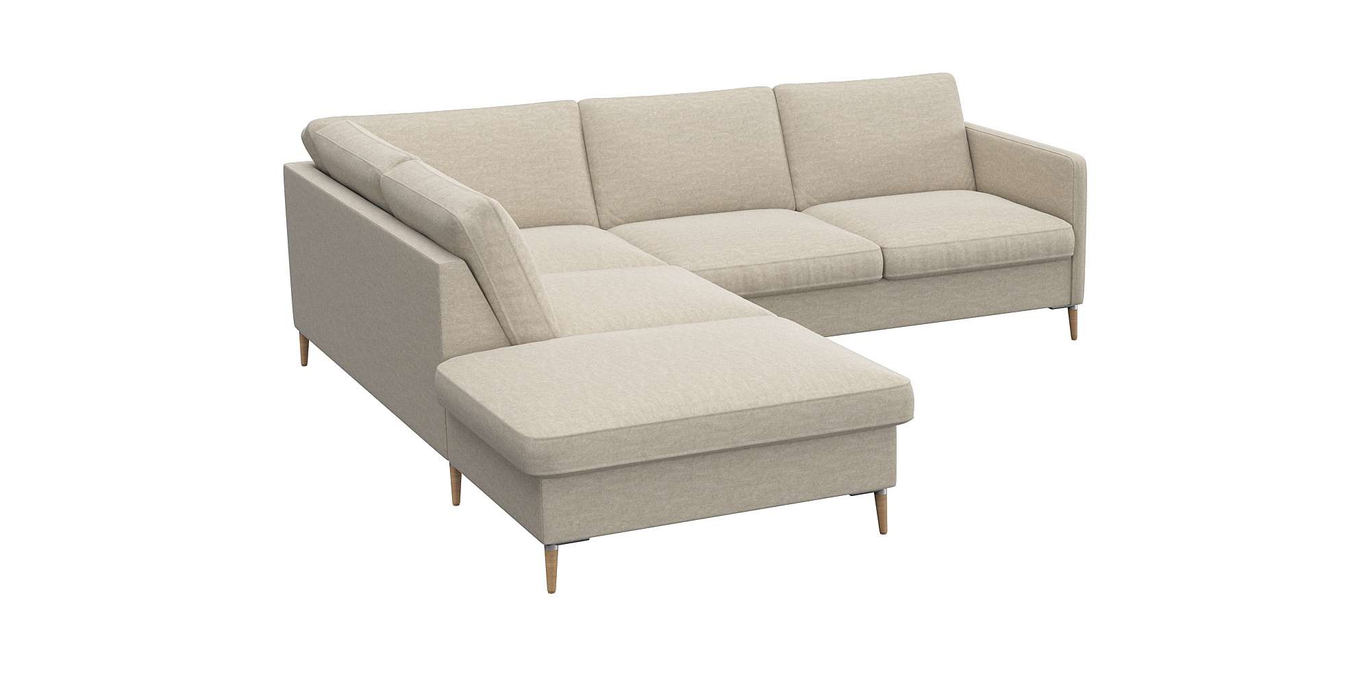 FLEXLUX Ecksofa »Fiore, L-Form, super bequem durch Kaltschaum im Sitz«, schmale Armlehnen, Füße Alu/Eiche, B/T 234/225 cm