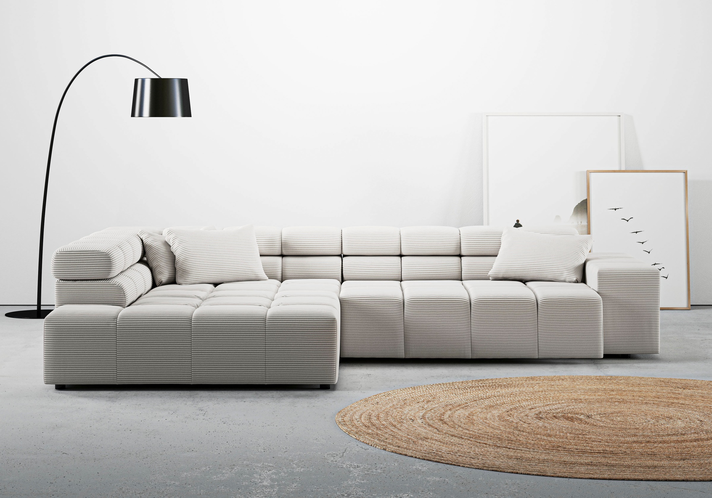 INOSIGN Ecksofa »Ancona incl. Kopfteilverstellung, Breite 319cm, L-Form«, wahlweise motorische Sitztiefenverstellung, auch in Cord + Easy Care