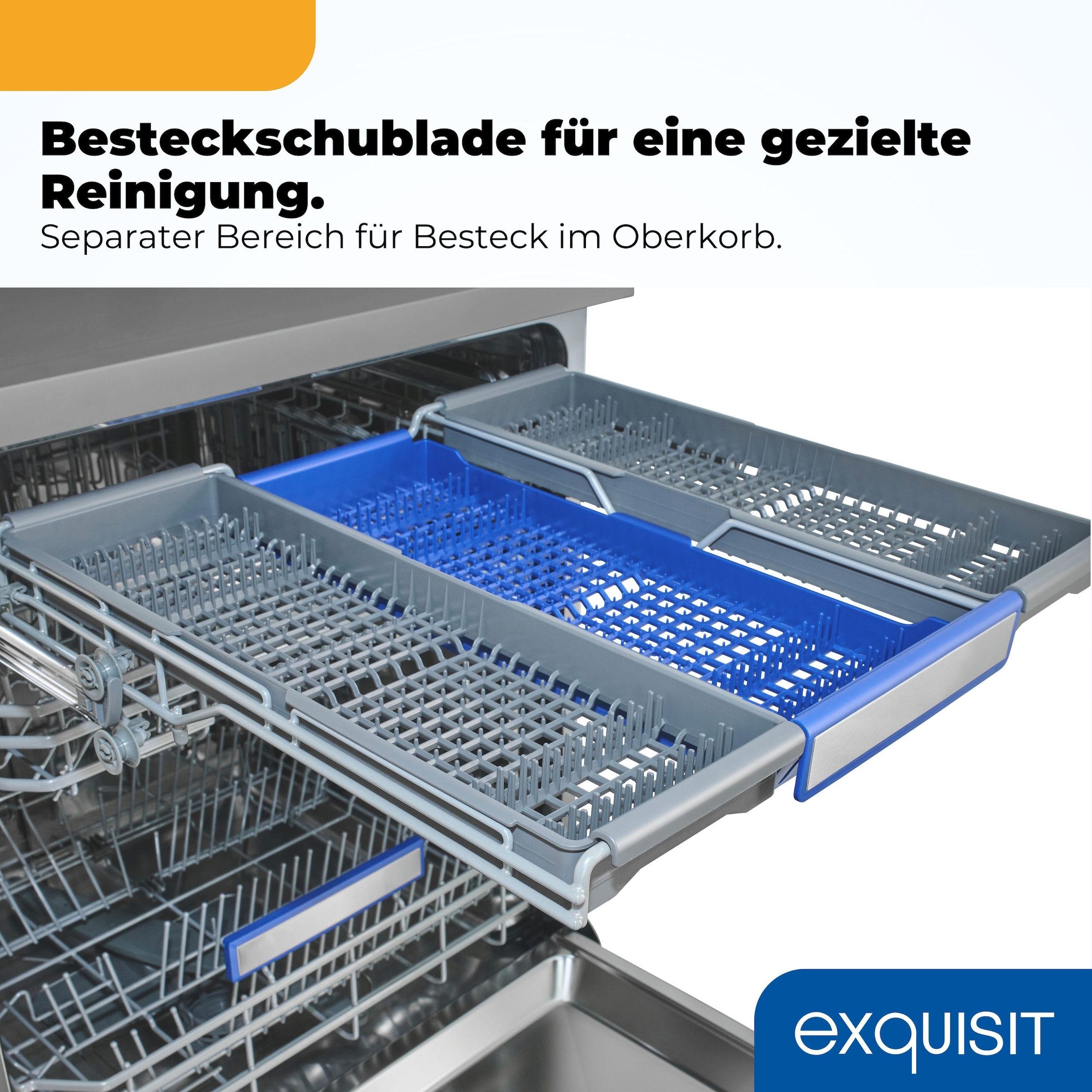 exquisit Standgeschirrspüler 9616 »GSP9616-450B inox« 10,9 l 16 tlg. Maßgedecke 16 Maßgedecke & flüsterleise 44 dB – stark und angenehm ruhig
