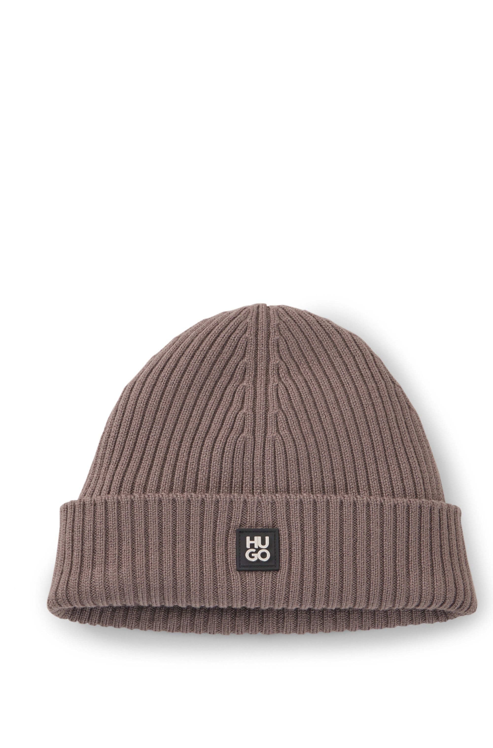 HUGO Strickmütze »Xola Metal« mit Stack-Label, unisex