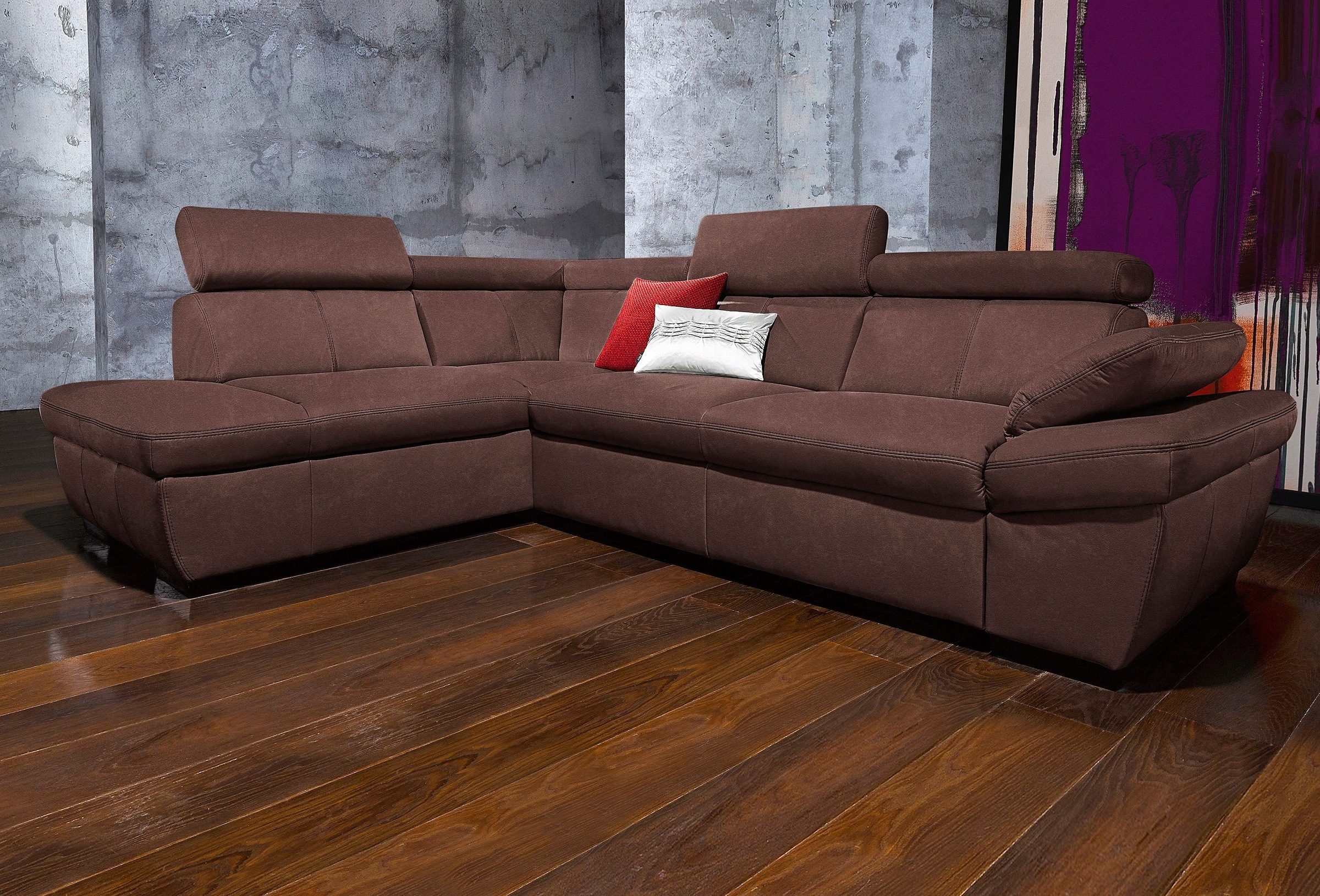 exxpo - sofa fashion Ecksofa »Salerno, Funktionssofa, hoher Sitzkomfort, Br günstig online kaufen