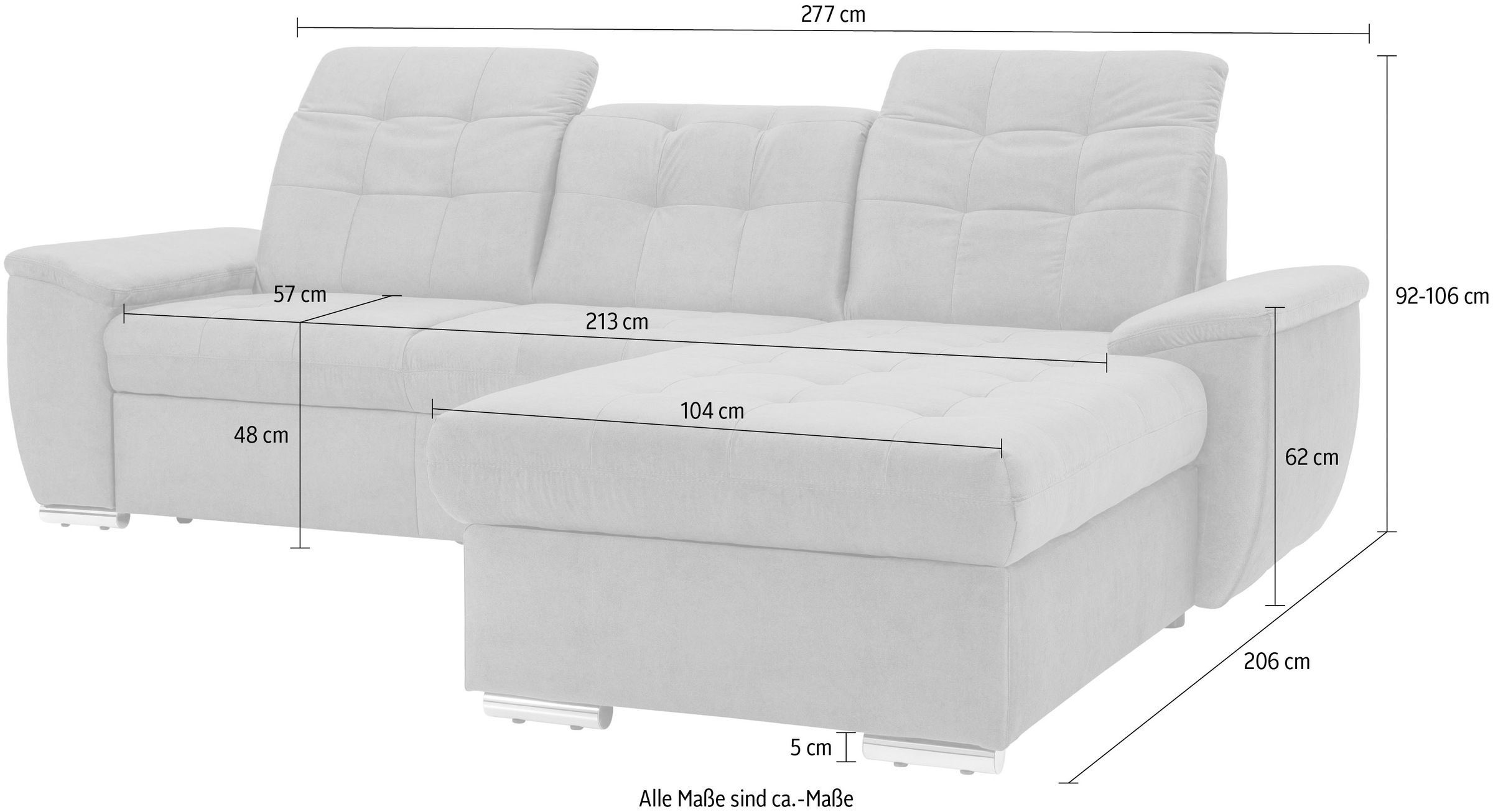 exxpo - sofa fashion Ecksofa, mit Kopf- bzw. Rückenverstellung