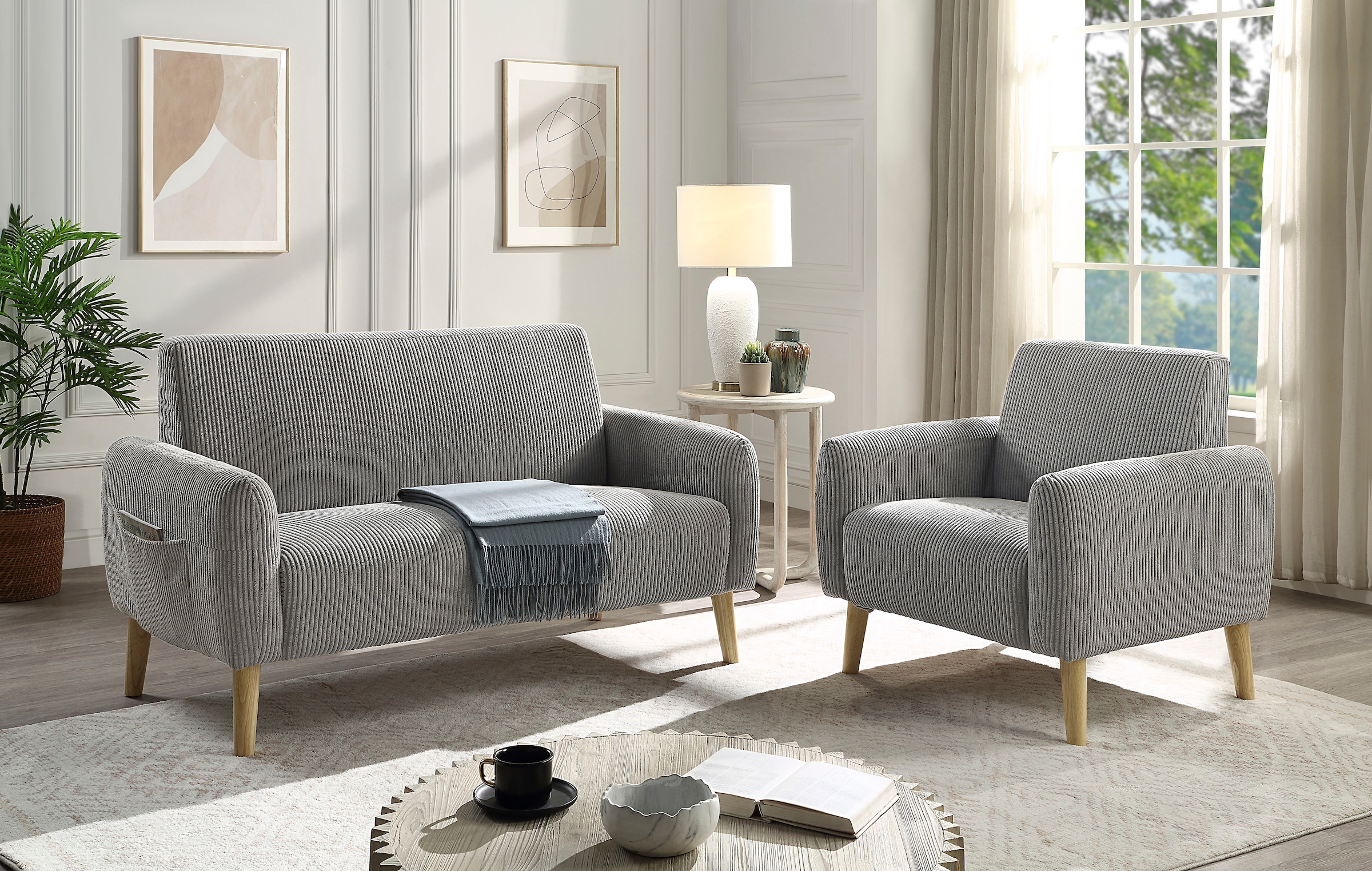 ATLANTIC home collection 2-Sitzer »Moby«, mit Federkern, kleiner Tasche und in modernem Cordbezug