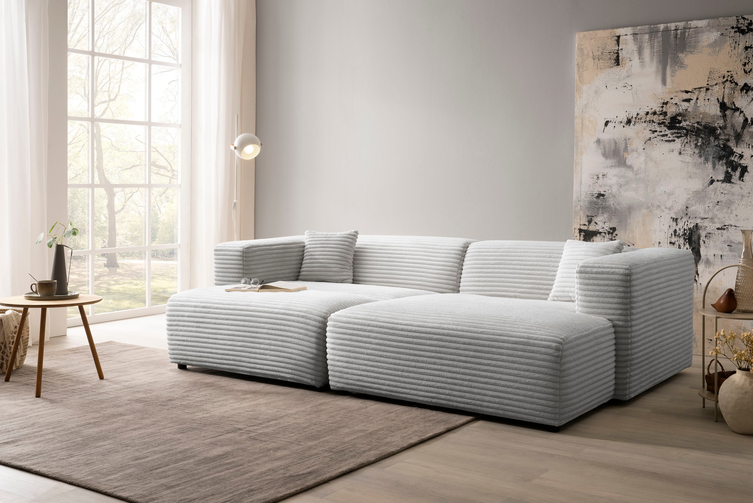 andas Polsterecke »BAKELS, Ecksofa-Set mit Hocker, L-Form mit Schlaffunktio günstig online kaufen