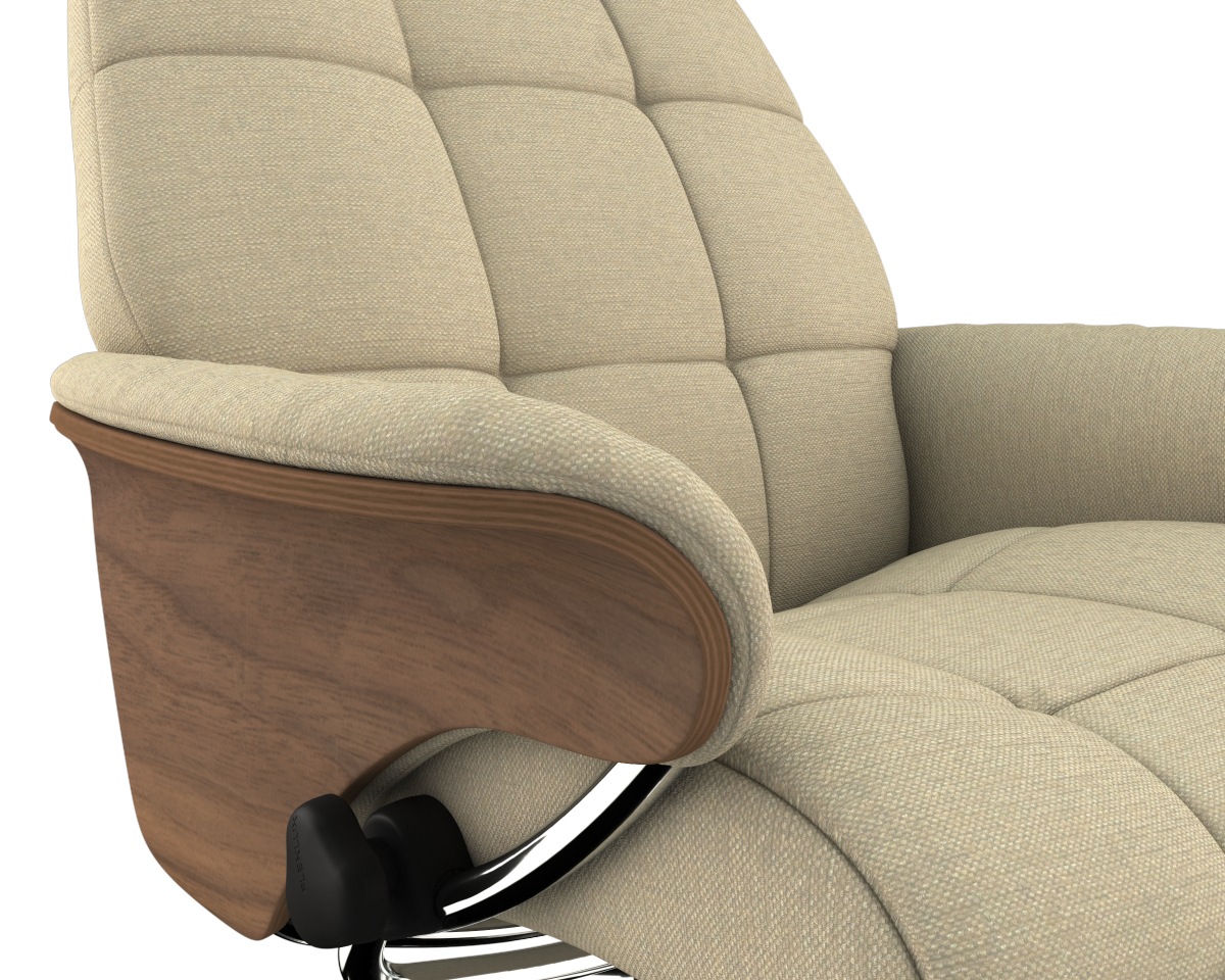 FLEXLUX Relaxsessel »Skagen Funktionsessel, Polstersessel, Armlehne, TV-Fernsehsessel«, Rücken- und Kopfteilverstellung, Fuß Alu, Armlehne Eiche, Drehbar