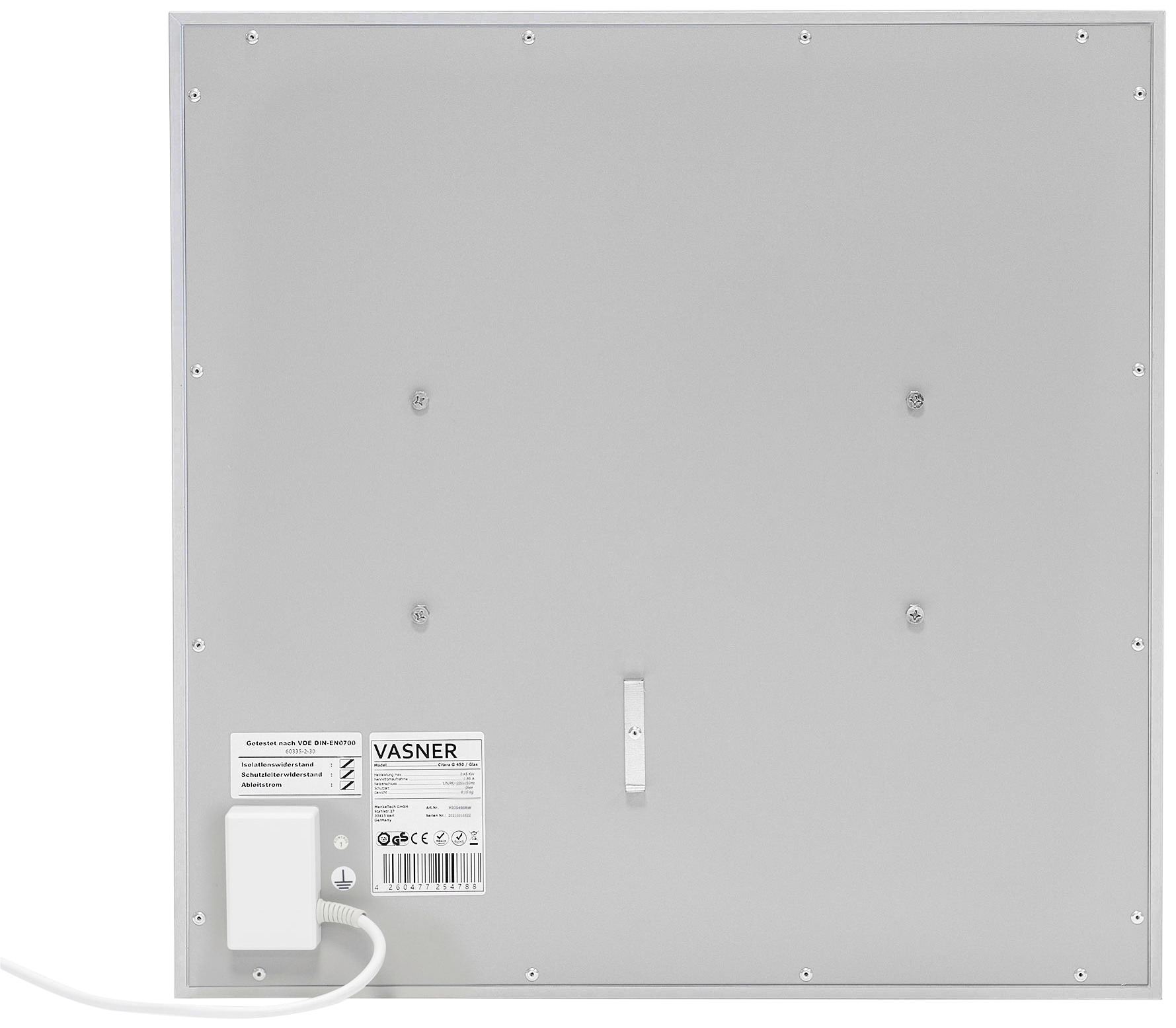 Vasner Infrarotheizung »Glas mit Rahmen grau, 700 W, Citara G«, Infrarot Glasheizung, IP44 Bad geeignet
