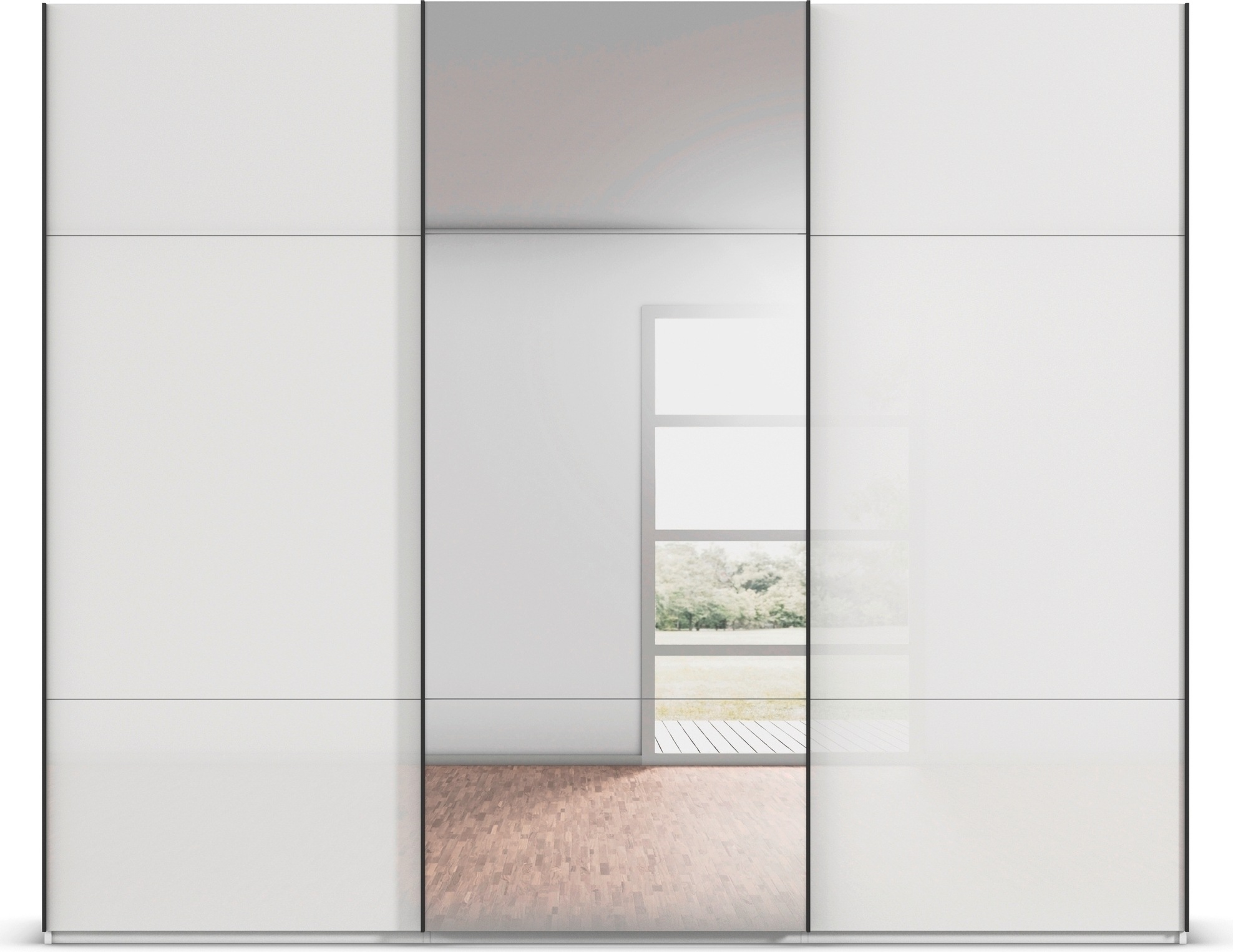 rauch Schwebetürenschrank »Kleiderschrank Schrank Garderobe Schlafzimmerschrank CONTIDO«, (in 3 verschiedenen Ausstattungen BASIC/CLASSIC/PREMIUM), aus hochwertigem Material in 6 Breiten 2 Griff-Farben MADE IN GERMANY