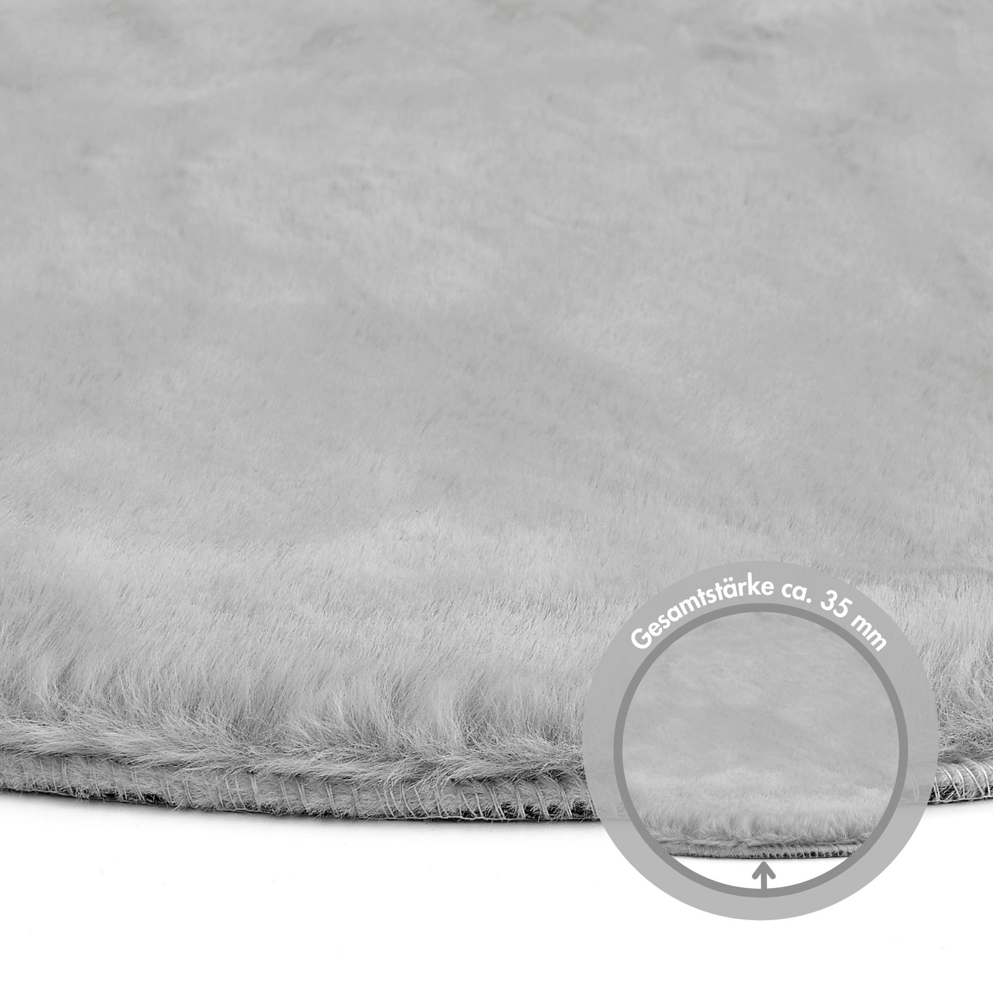 LUXOR living Fellteppich »Novara«, rund, 35 mm Höhe, Kunstfell, Kaninchenfell-Haptik, besonders weicher Hochflor