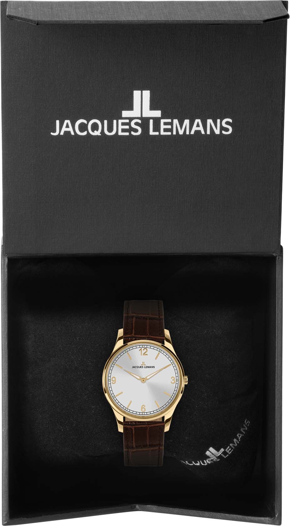 Jacques Lemans Quarzuhr »London«, Armbanduhr, Damenuhr, Lederarmband, gehärtetes Crystexglas