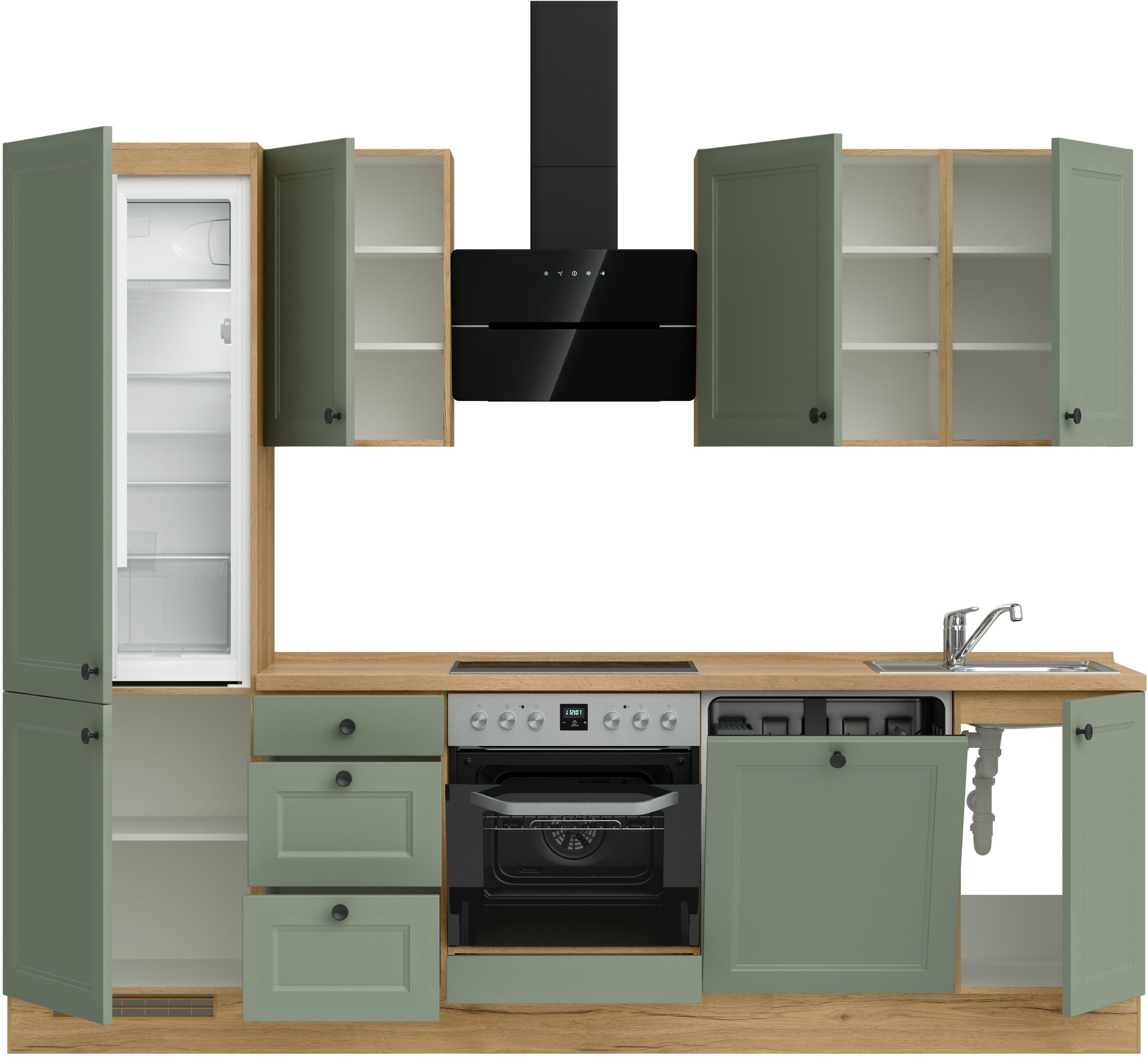 nobilia® Küchenzeile »"Cascada II"«, vormontiert, Breite 270 cm, Ausrichtung wählbar, wahlw. mit E-Geräten