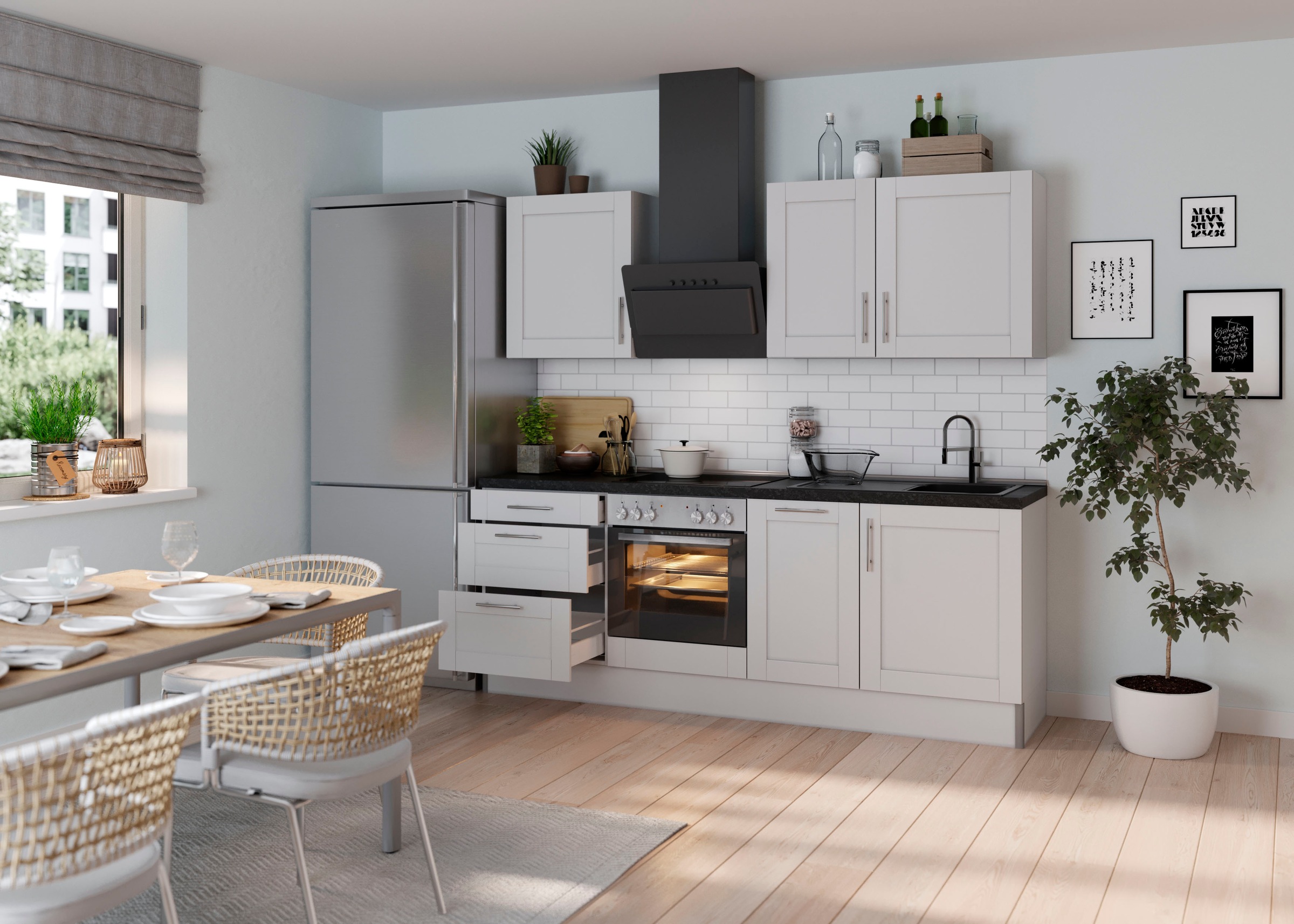 OPTIFIT Küche »Ahus«, Breite 225 cm,wahlweise mit E-Geräten,MDF Fronten,Soft Close Funktion