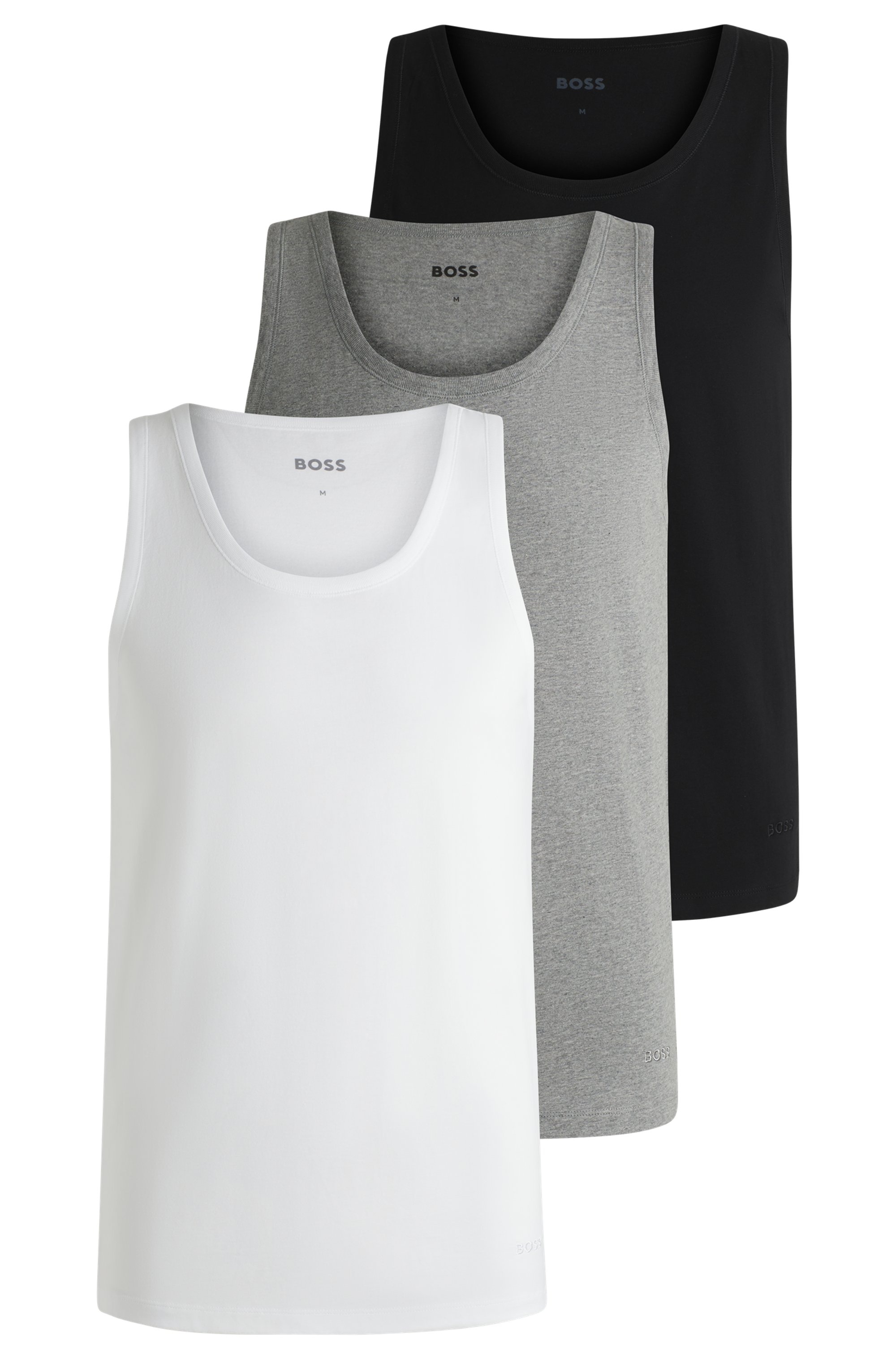 BOSS Unterhemd »Tank Top 3P CO«, (Packung, 3 St.), mit Rippbündchen