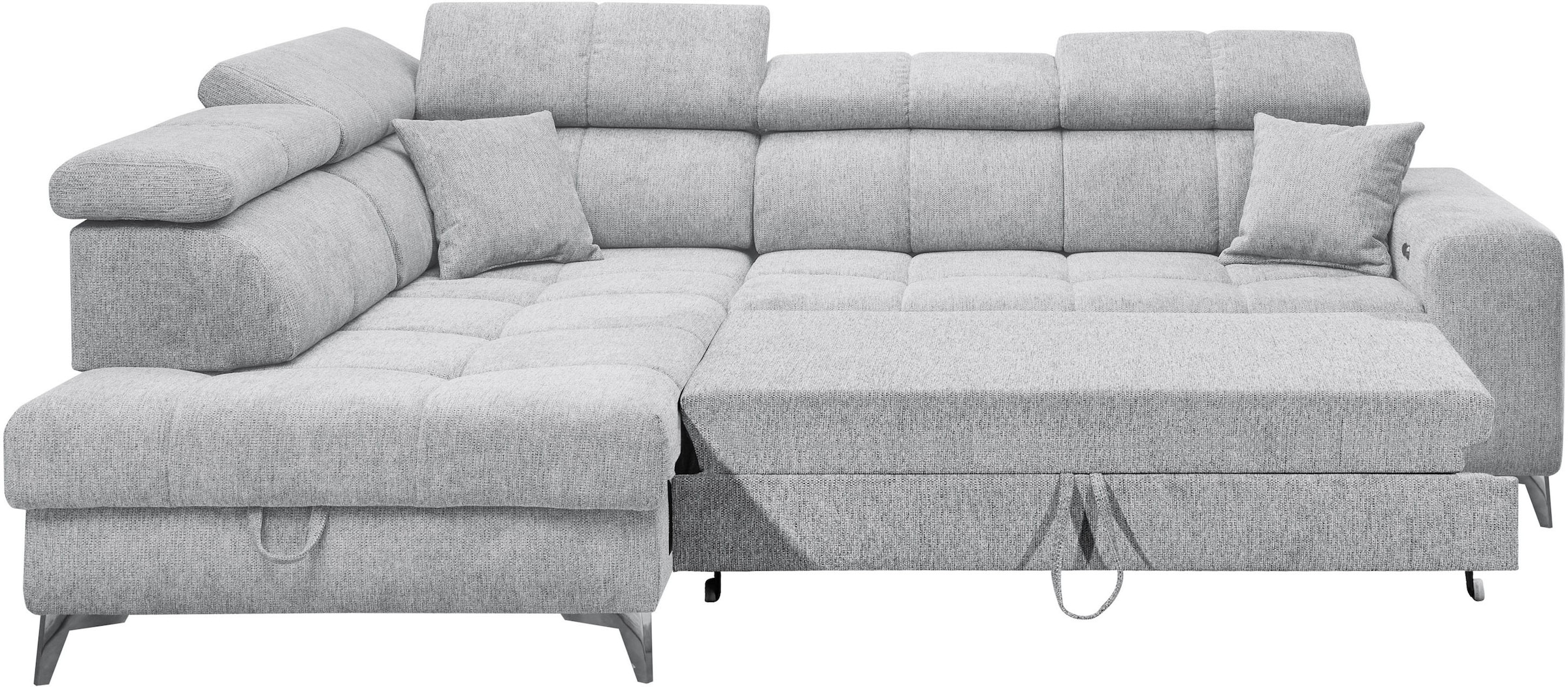 ED EXCITING DESIGN Ecksofa »Sydney L-Form« mit Bettfunktion, Bettkasten, Kopfteilverstellung & 2 Zierkissen