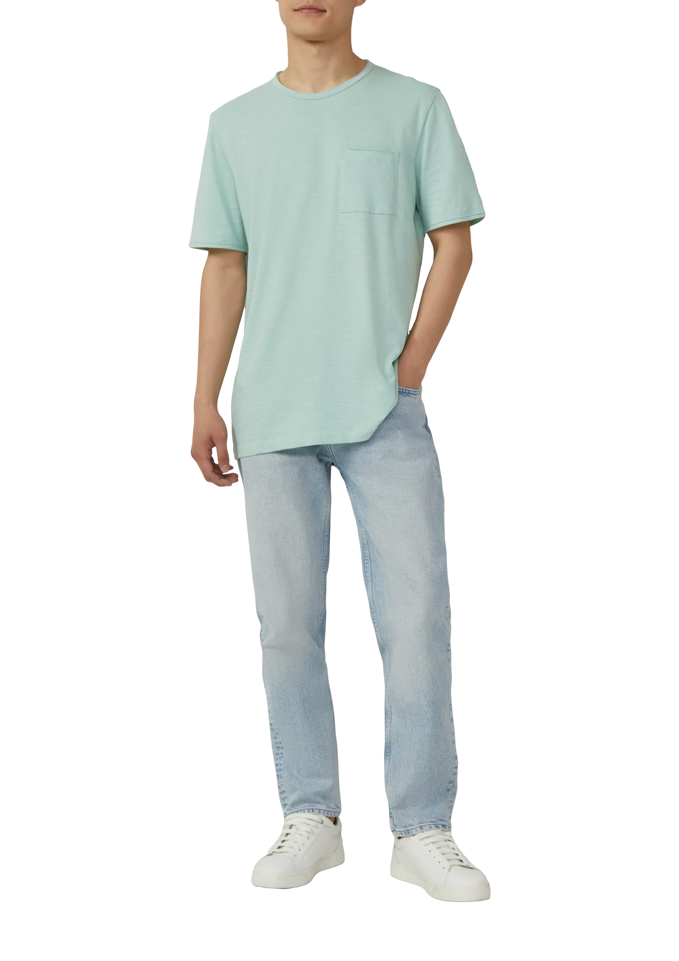 s.Oliver T-Shirt, mit Brusttasche und offenen Kanten
