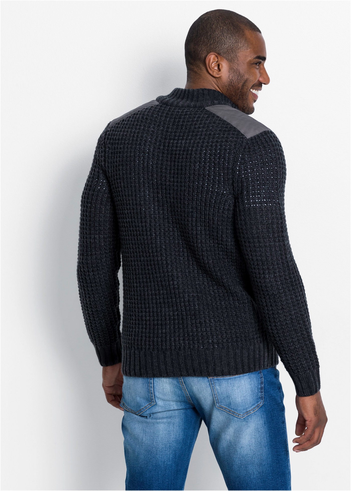 bonprix Troyer »Grobstrick Troyer Pullover mit Web-Besatz« Grobstrick Troyer Pullover mit Web-Besatz